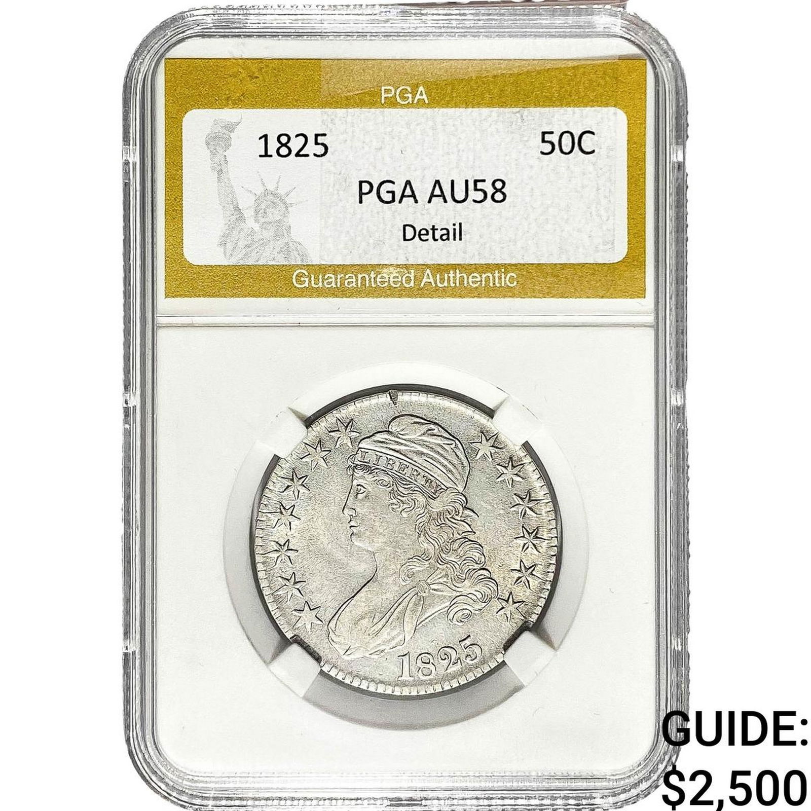 1825 Capped Bust Half Dollar PGA AU58 (1 of 2)