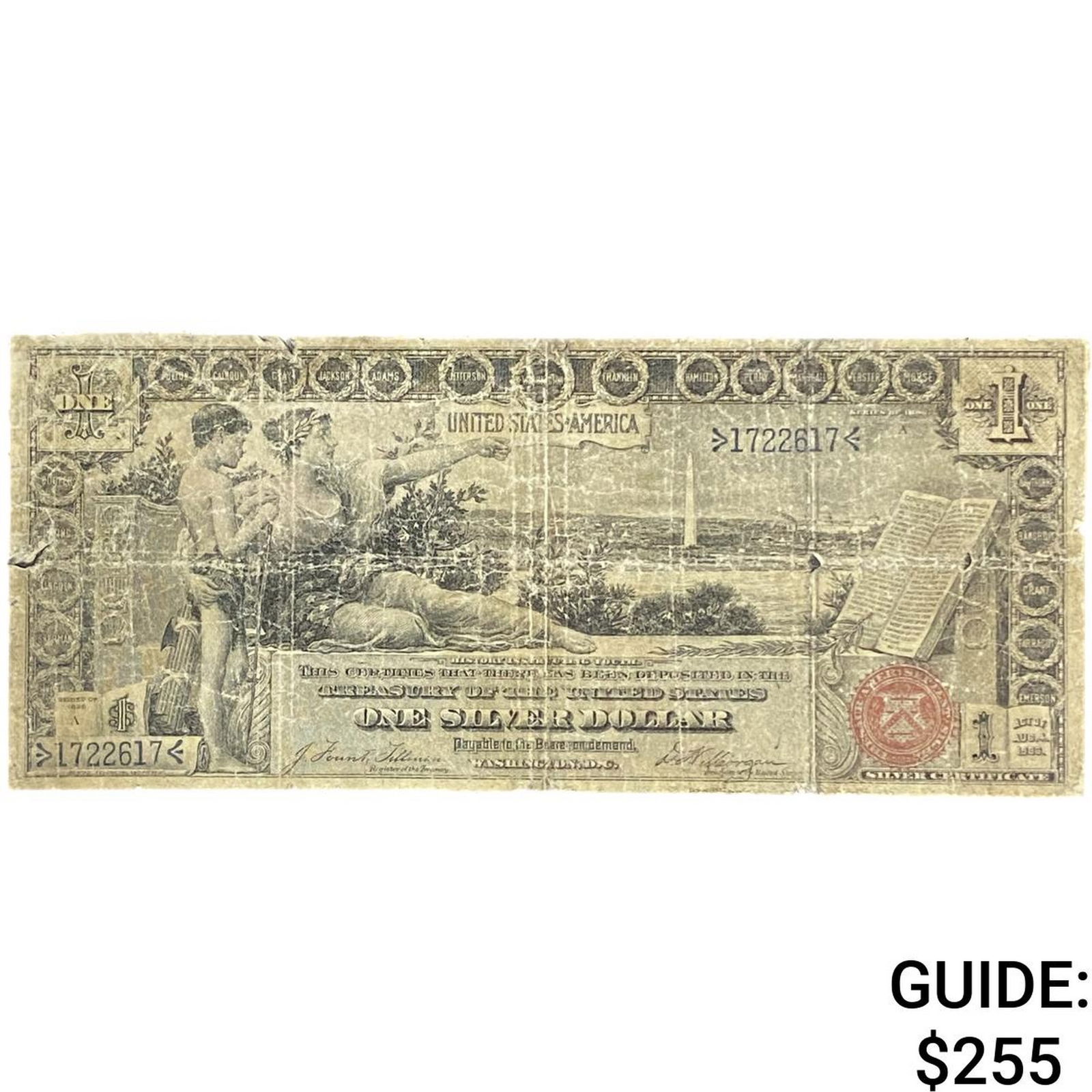 1896-A $1 Popular Educational Series VF Silver Certi. (1 of 2)