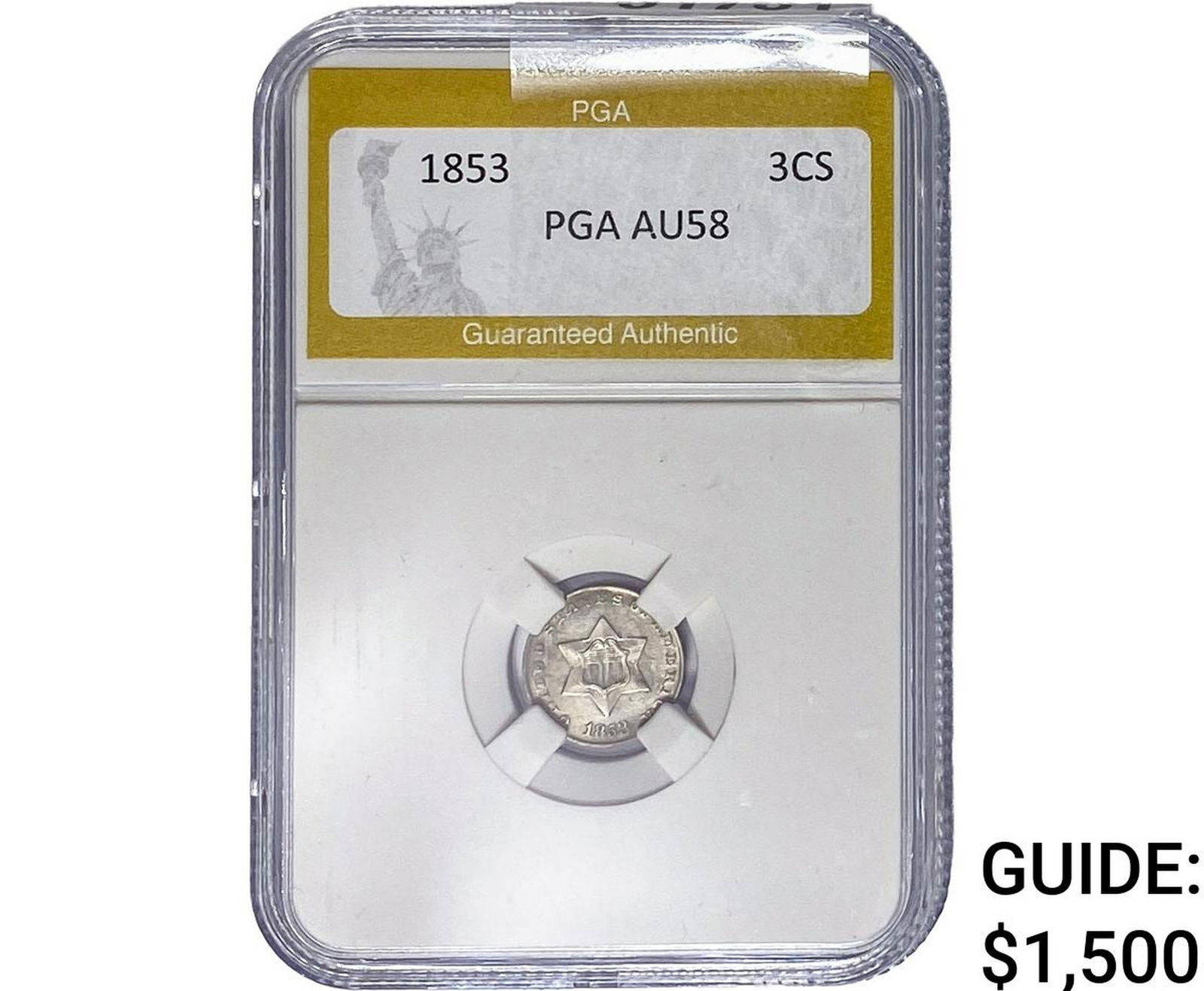 1853 Silver Three Cent PGA AU58 (1 of 2)