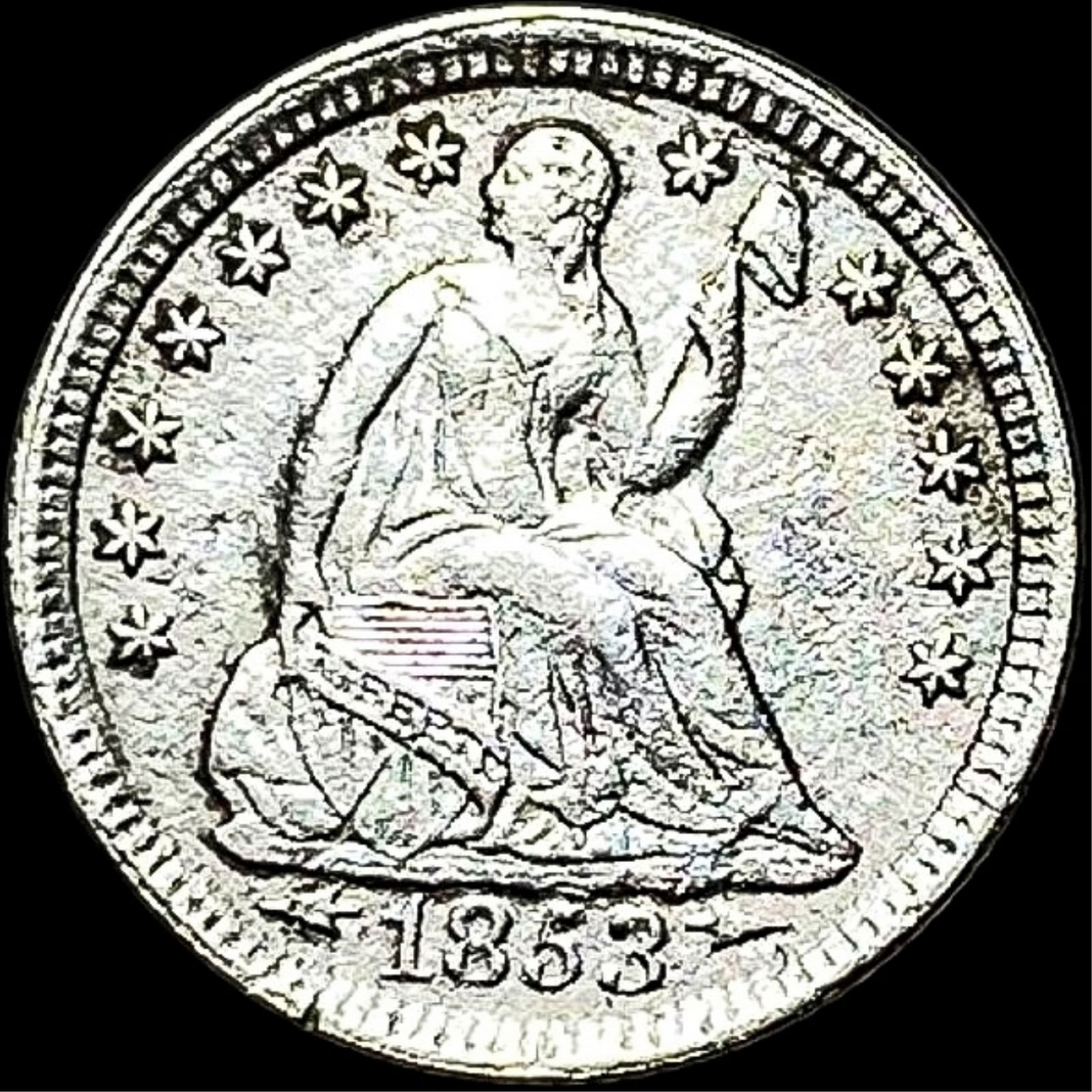 1853 Seated Liberty Half Dime NEARLY  UNCIRCULATED (1 of 2)