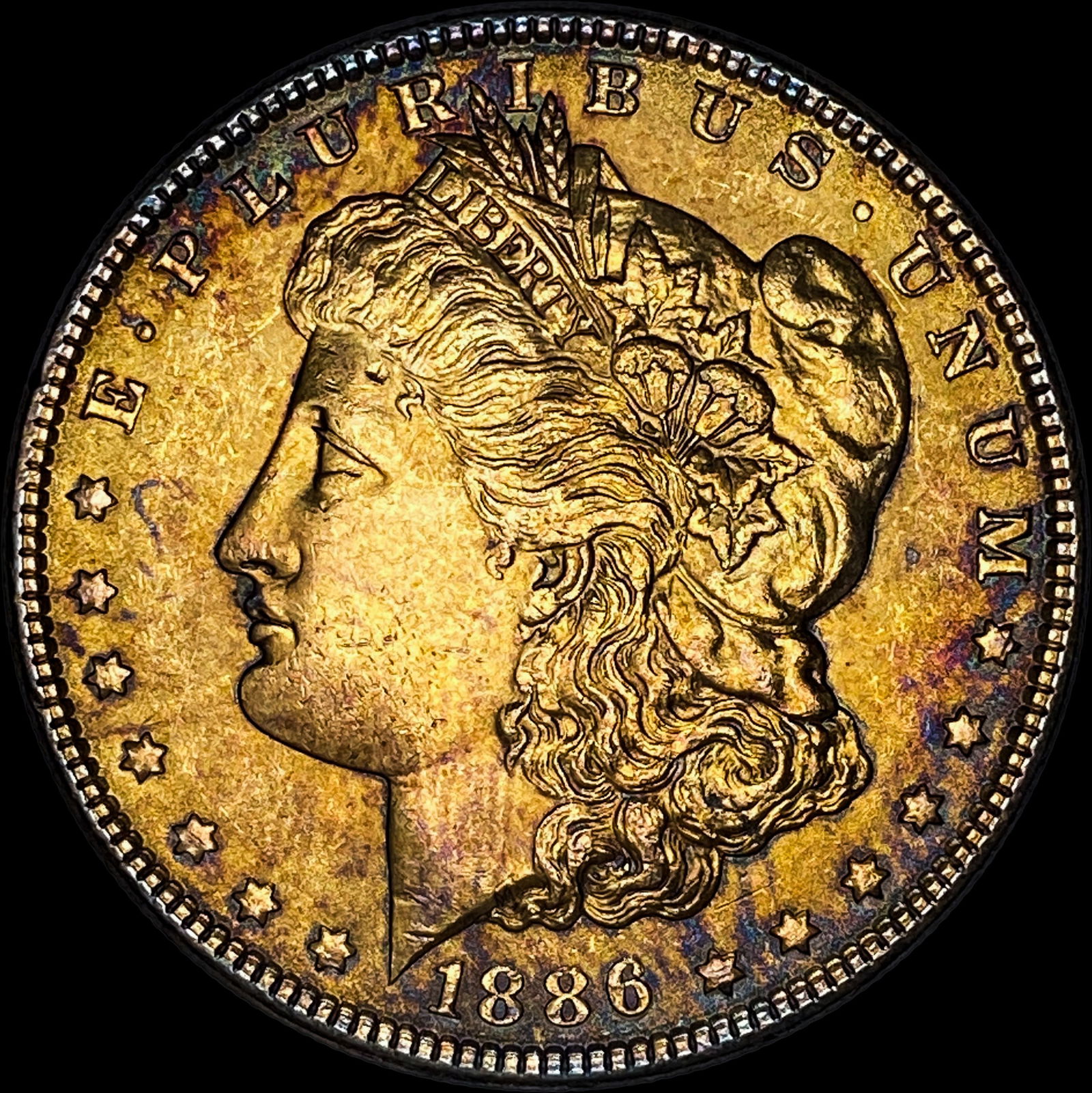 1886 Toned Morgan Silver Dollar SUPERB GEM BU (1 of 2)