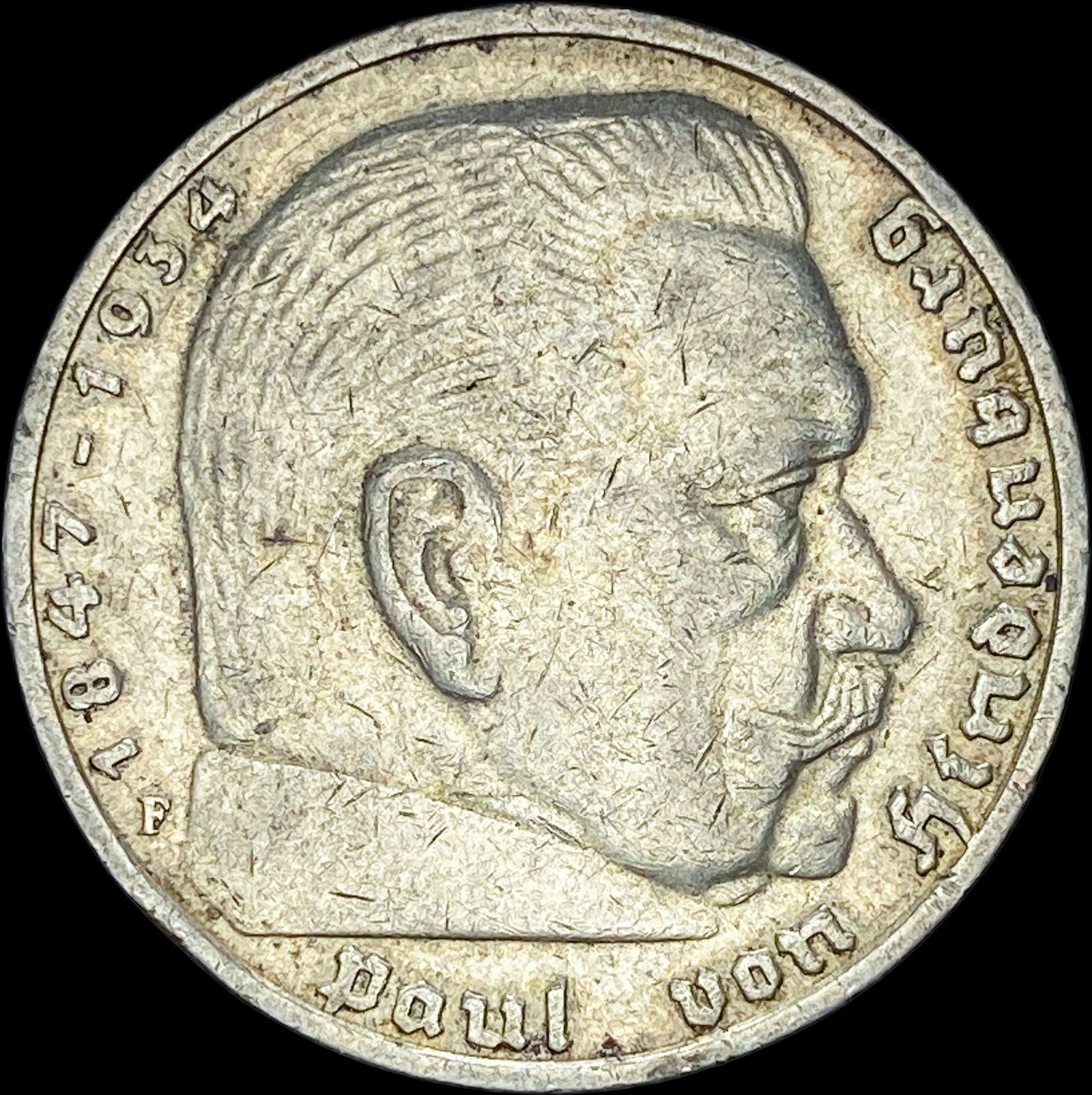 1936-F Germany Silver 5 Reichsmark CLOSELY UNCIRCULATED (1 of 2)