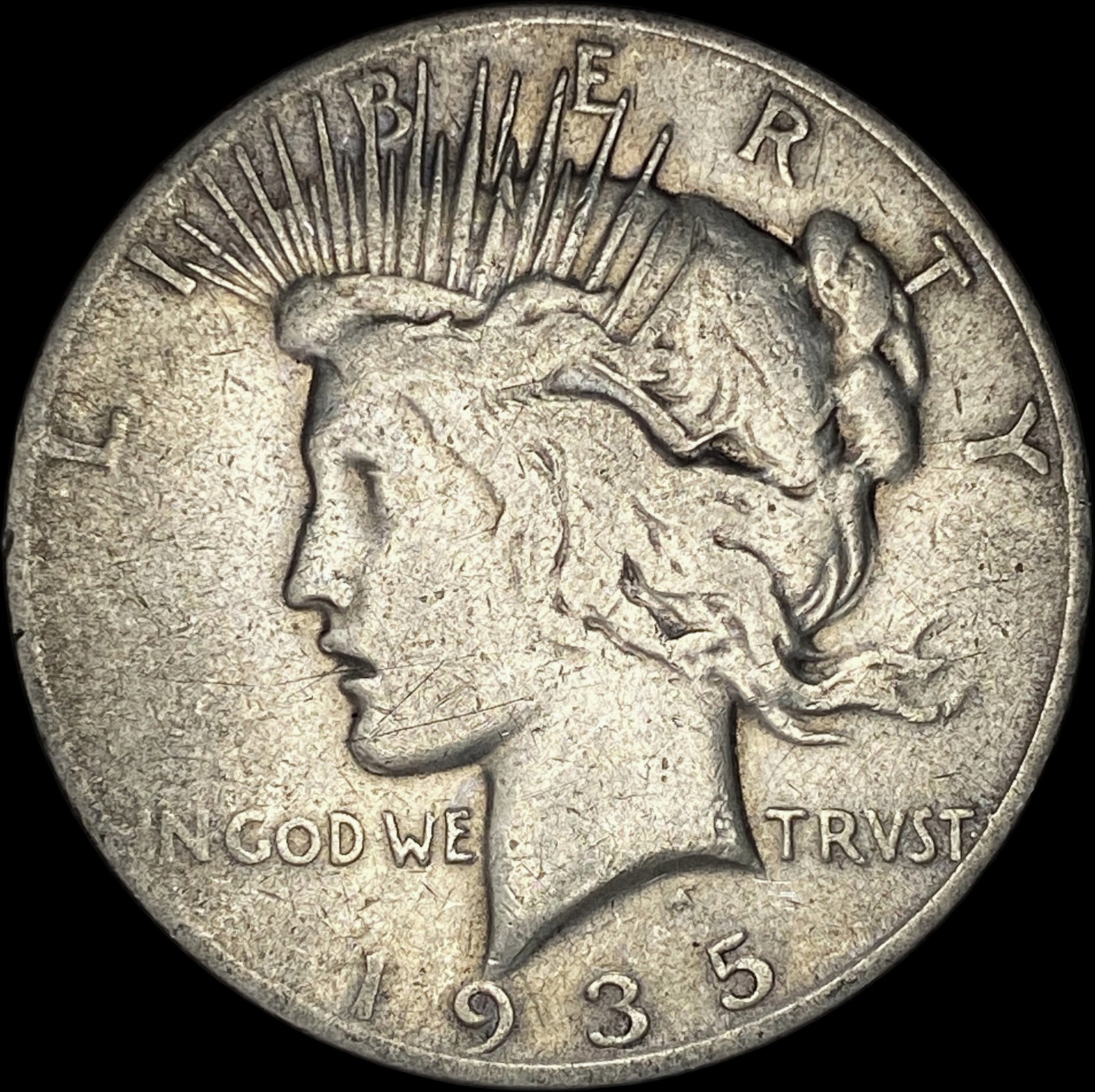 1935-S Silver Peace Dollar ABOUT UNCIRCULATED: 1935-S Silver Peace Dollar ABOUT UNCIRCULATED