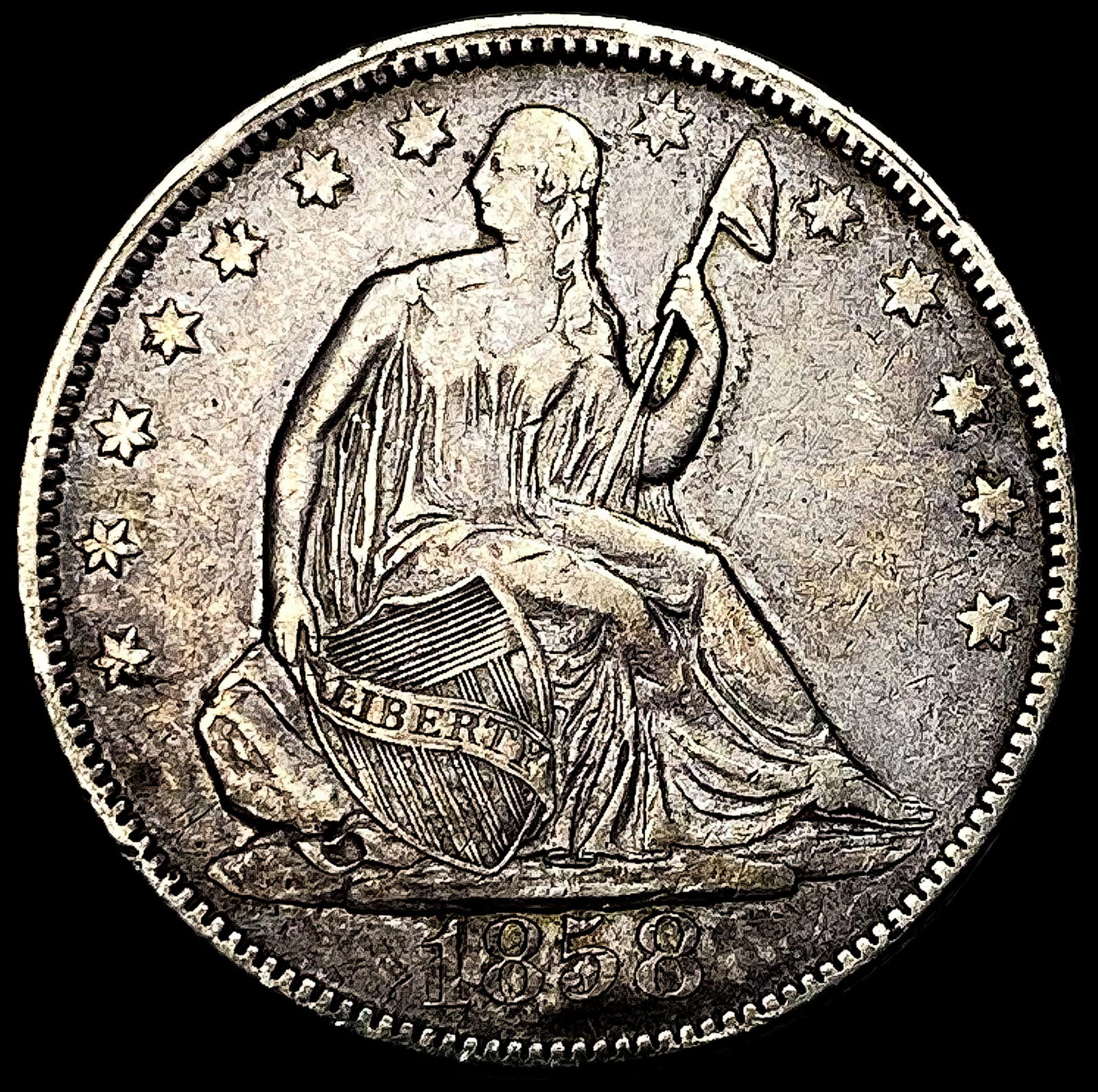 1858 Seated Liberty Half Dollar NEARLY UNCIRCULATED (1 of 2)