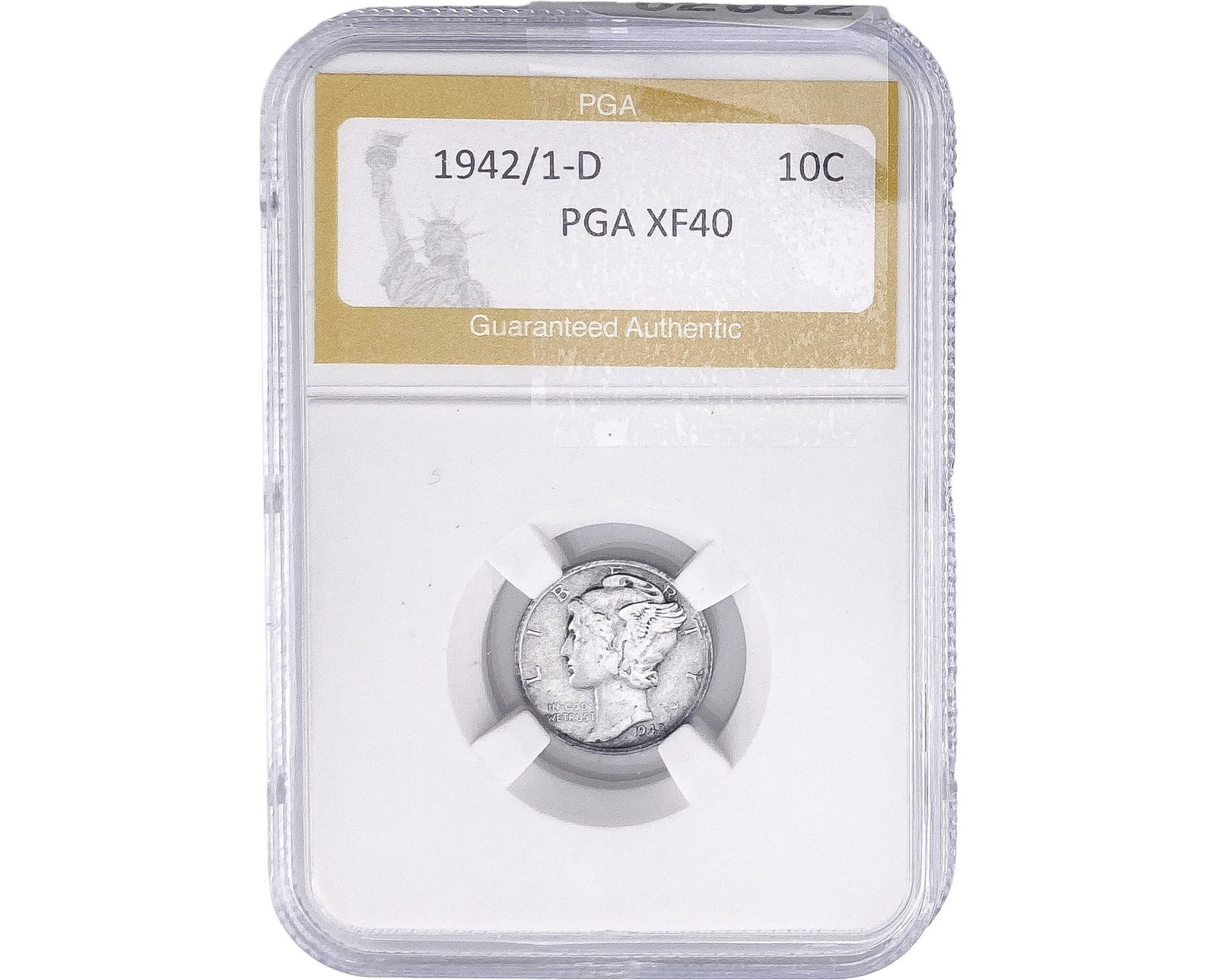 1942/1-D Mercury Silver Dime PGA XF40: 1942/1-D Mercury Silver Dime PGA XF40