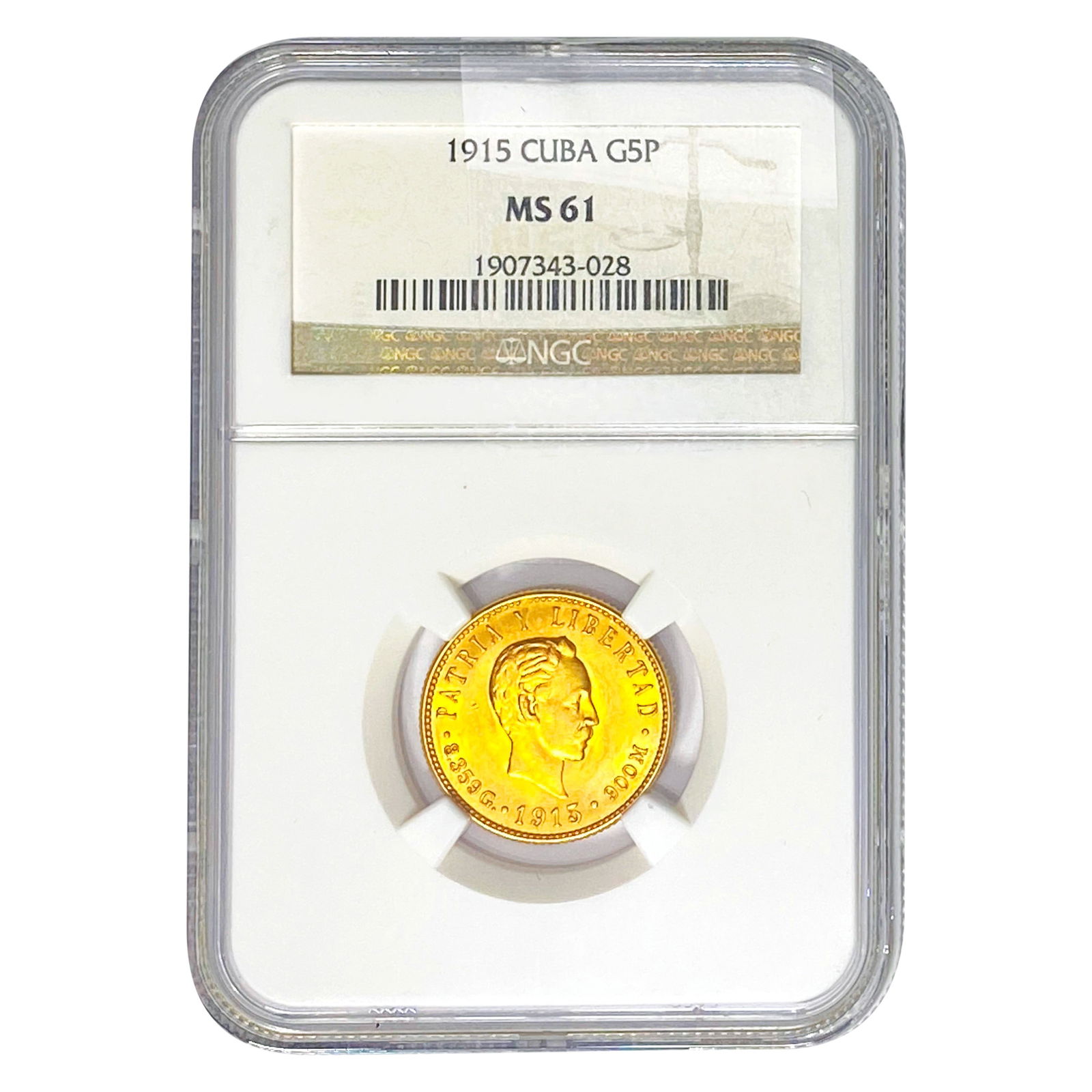 1915 5 Pesos Gold Cuba NGC MS61 (1 of 2)