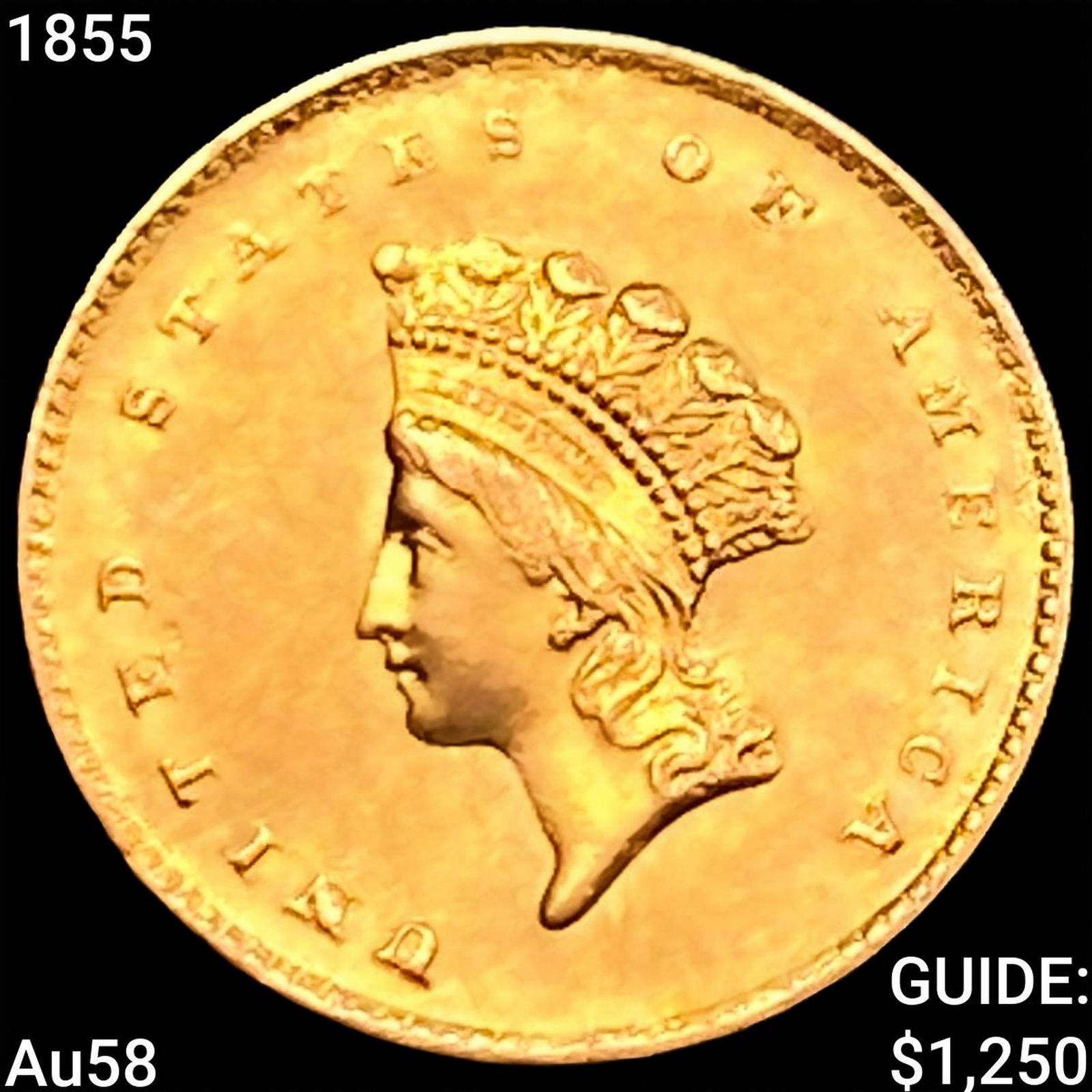 1855 Rare Gold Dollar CHOICE AU (1 of 2)