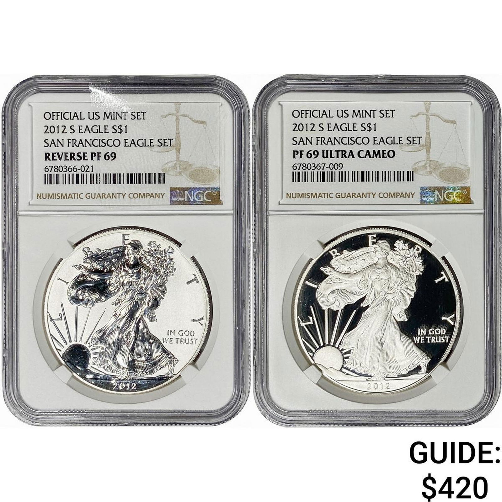 [2 Coins] 2012-S San Franciso Eagle Set $1 NGC PF69 (1 of 2)
