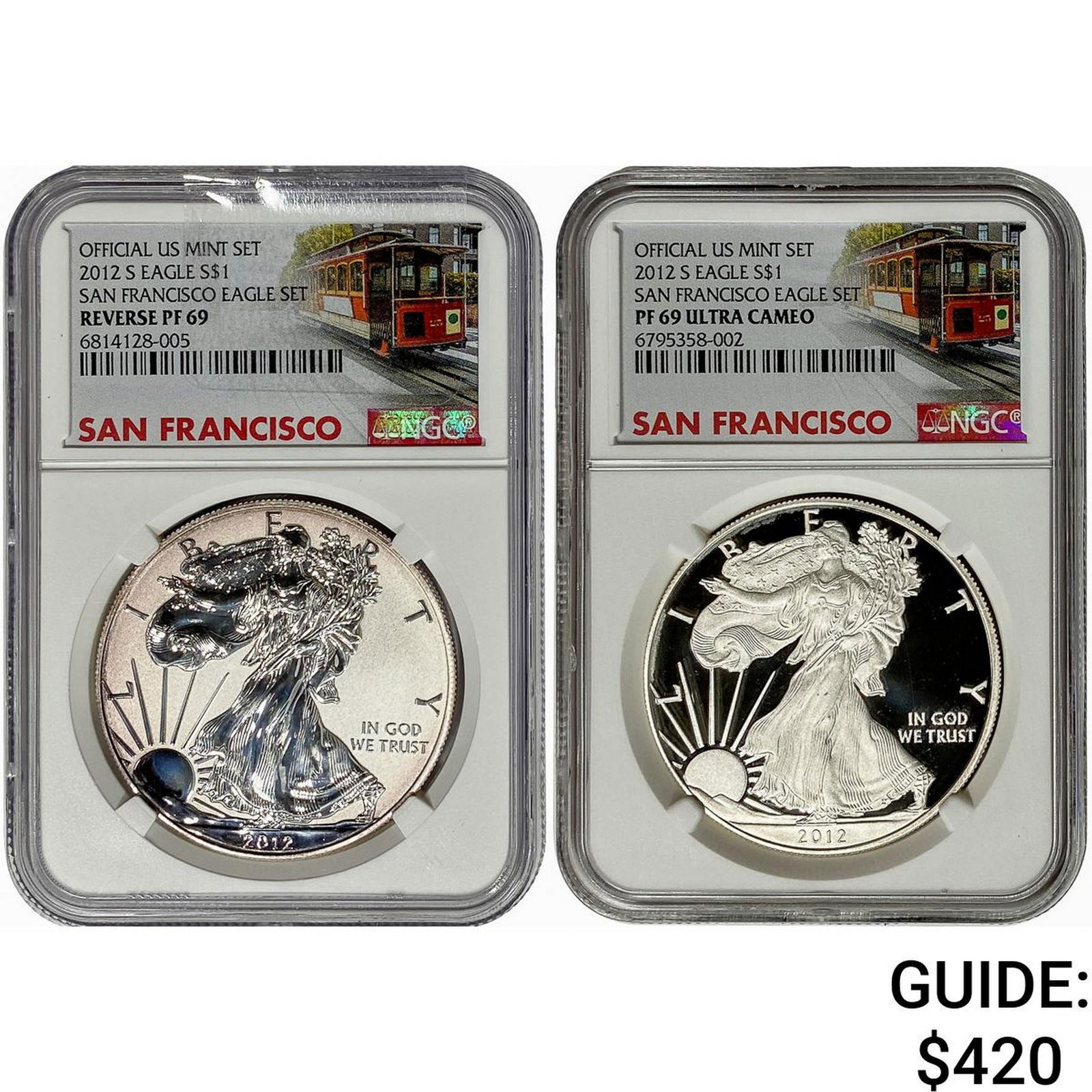 [2 Coins] 2012-S San Franciso Eagle Set $1 NGC PF69 (1 of 2)