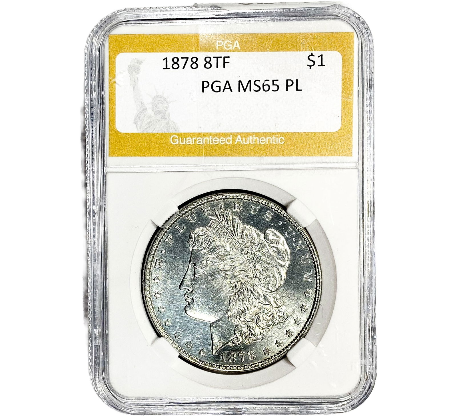 1878 8TF Morgan Silver Dollar PGA MS65 PL (1 of 2)