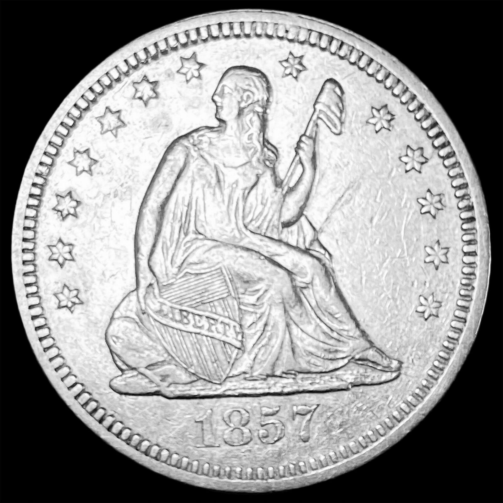 1857 Seated Liberty Quarter CLOSELY  UNCIRCULATED (1 of 2)