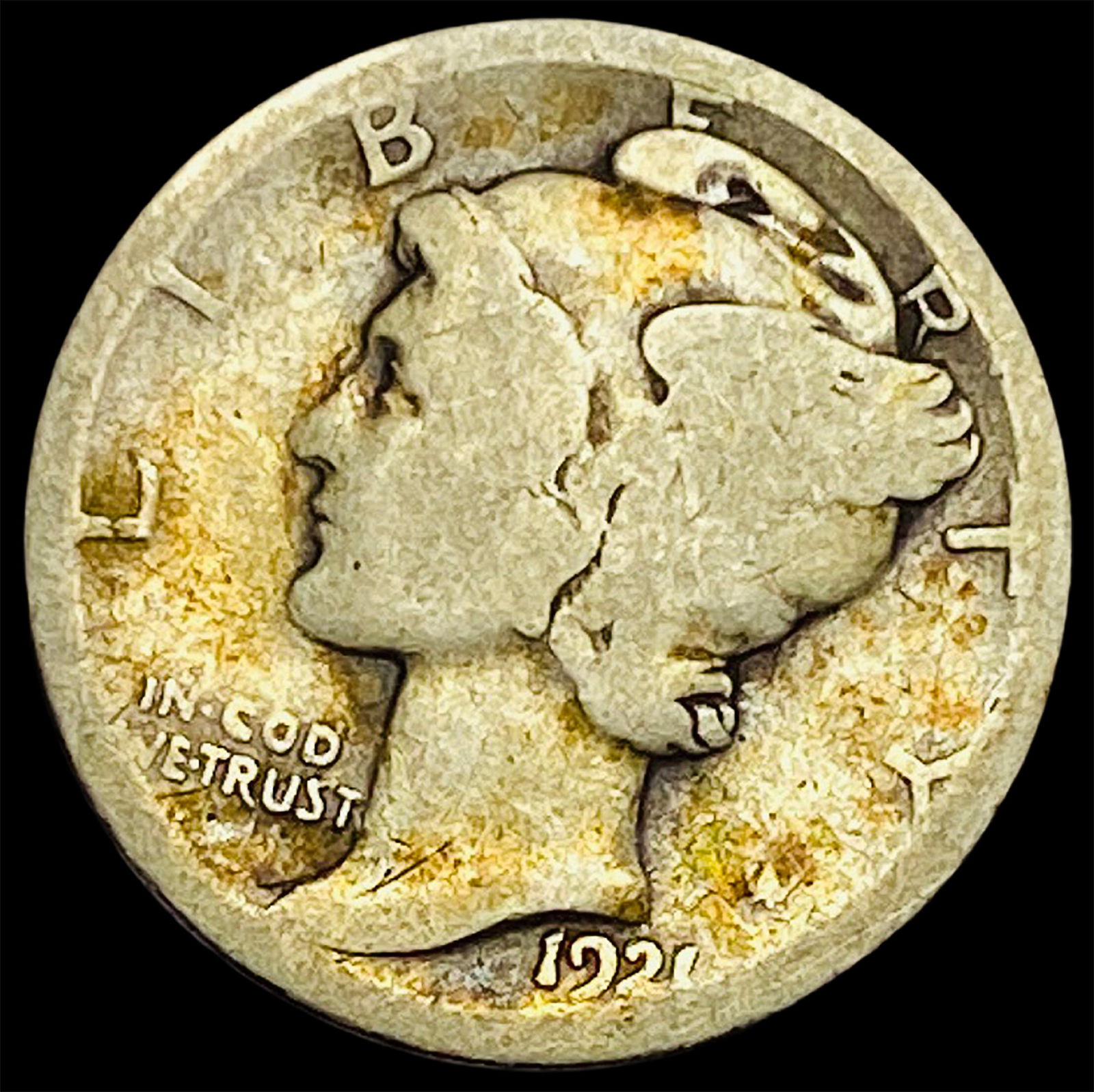 1921 Silver Mercury Dime NICELY CIRCULATED (1 of 2)