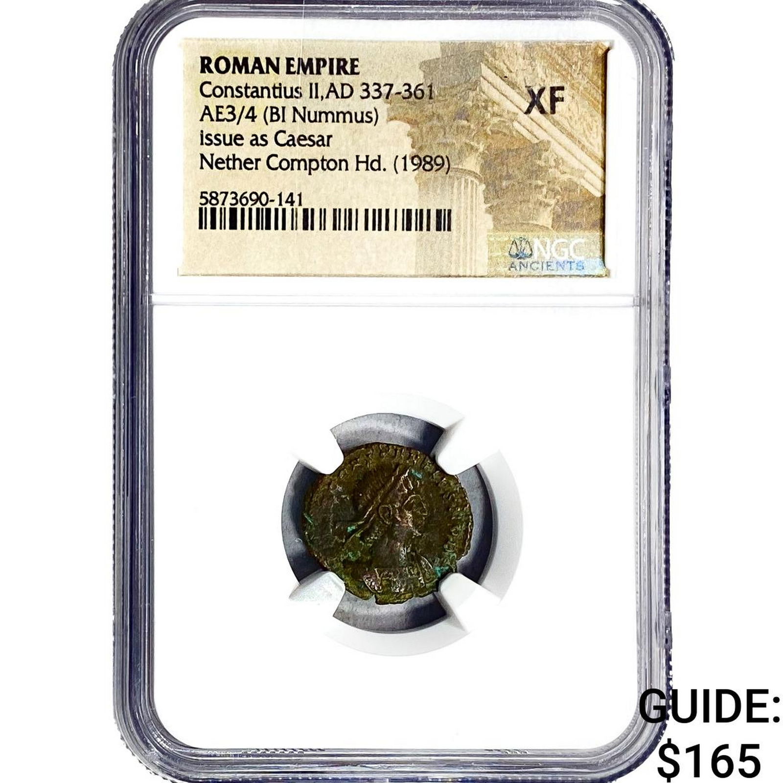 Roman Constantius II, AD337-361 AE3/4 BI Nummus NGC XF (1 of 2)