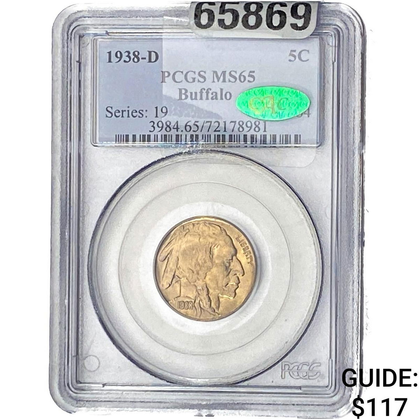1938-D CAC Buffalo Nickel PCGS MS65 (1 of 2)