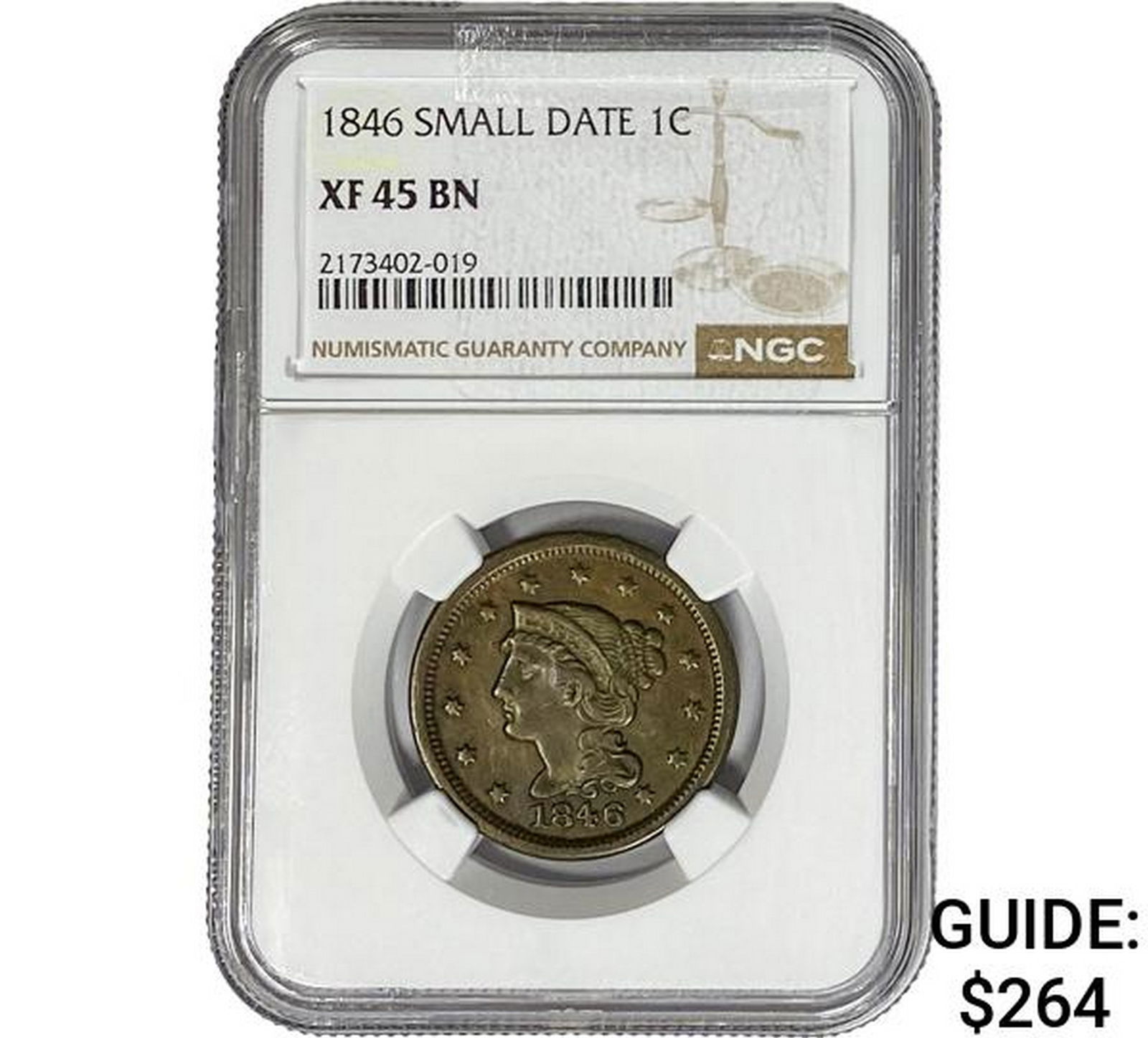 1846 Braided Hair Large Cent NGC XF45 BN (1 of 2)