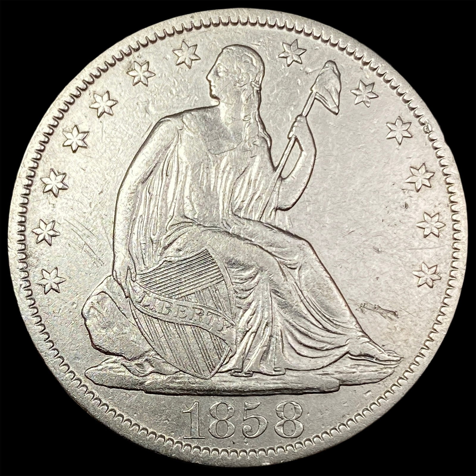 1858-O Silver Half Dollar NEARLY UNCIRCULATED (1 of 2)