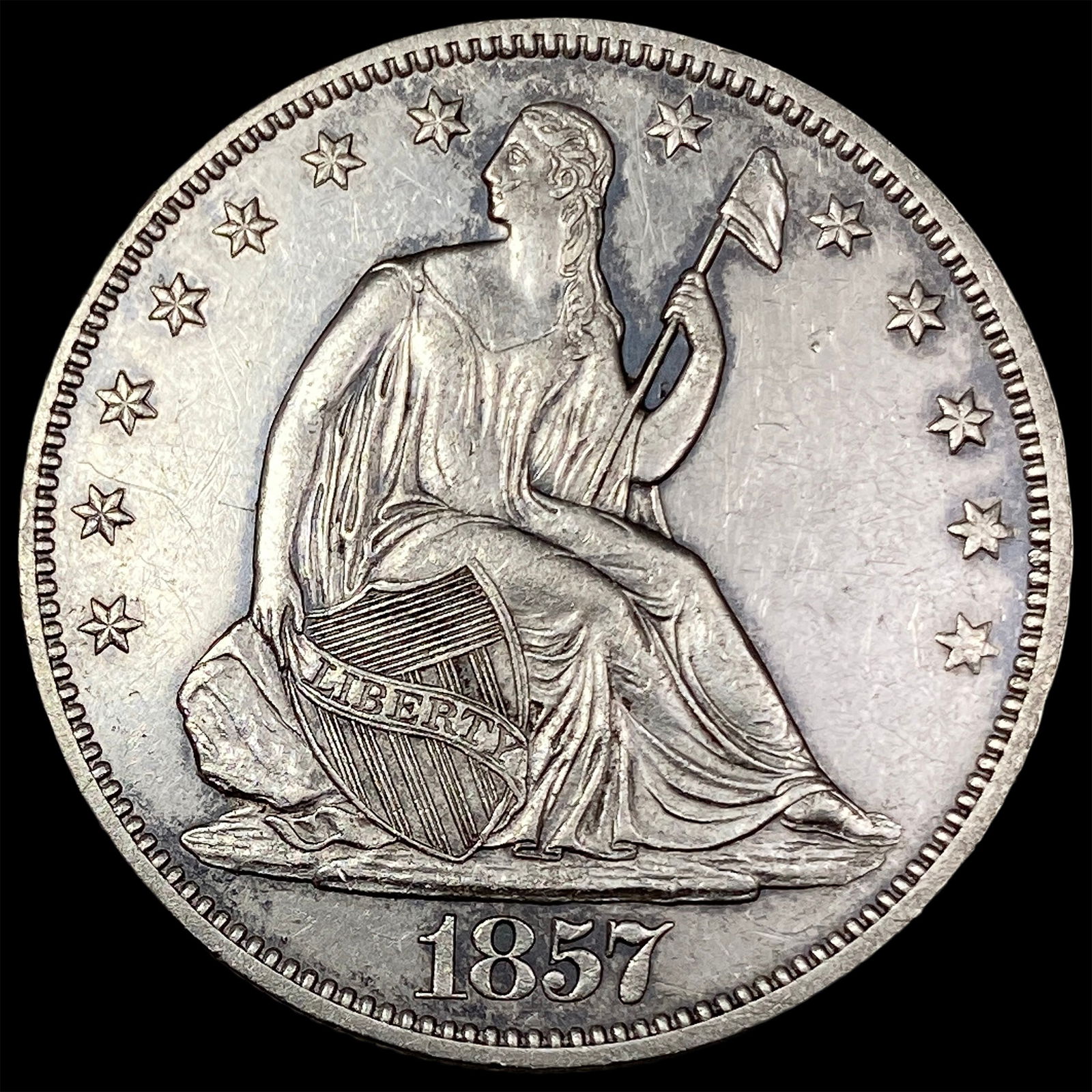1857 Seated Liberty Half Dollar CLOSELY  UNCIRCULATED (1 of 2)