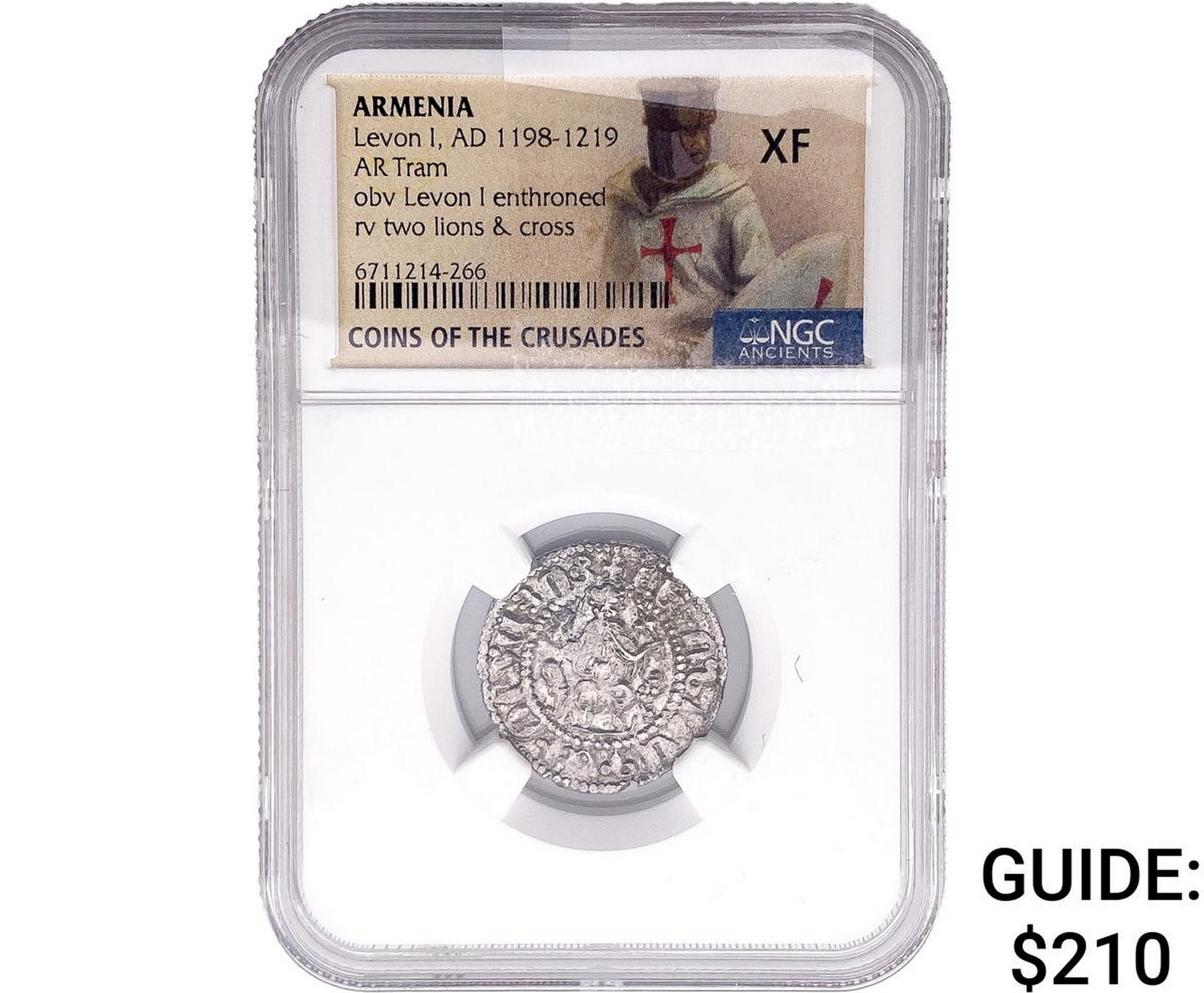 1198-1219 AD Armenia Levon I AR Tram NGC XF: 1198-1219 AD Armenia Levon I AR Tram NGC XF