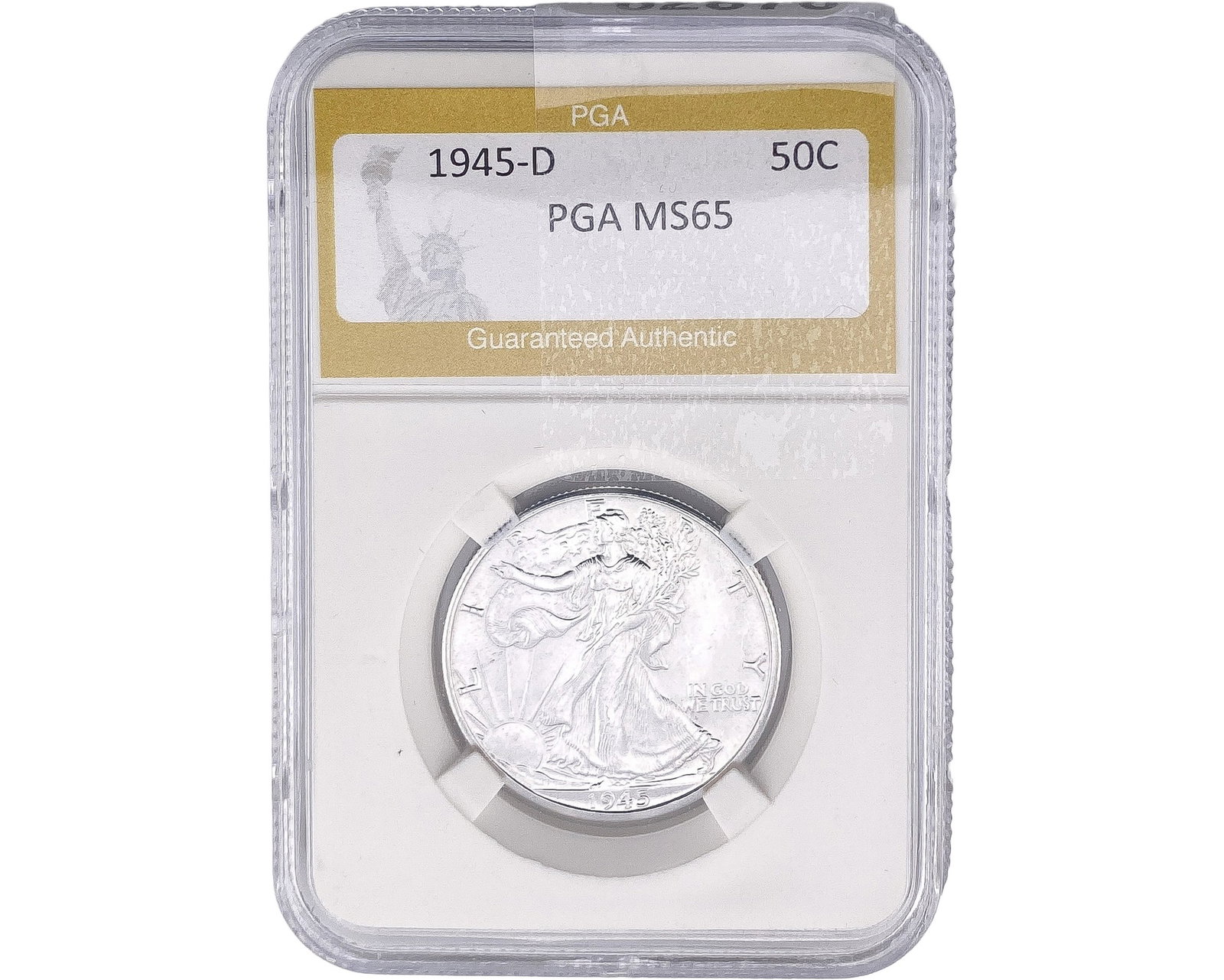 1945-D Walking Liberty Half Dollar PGA MS65: 1945-D Walking Liberty Half Dollar PGA MS65