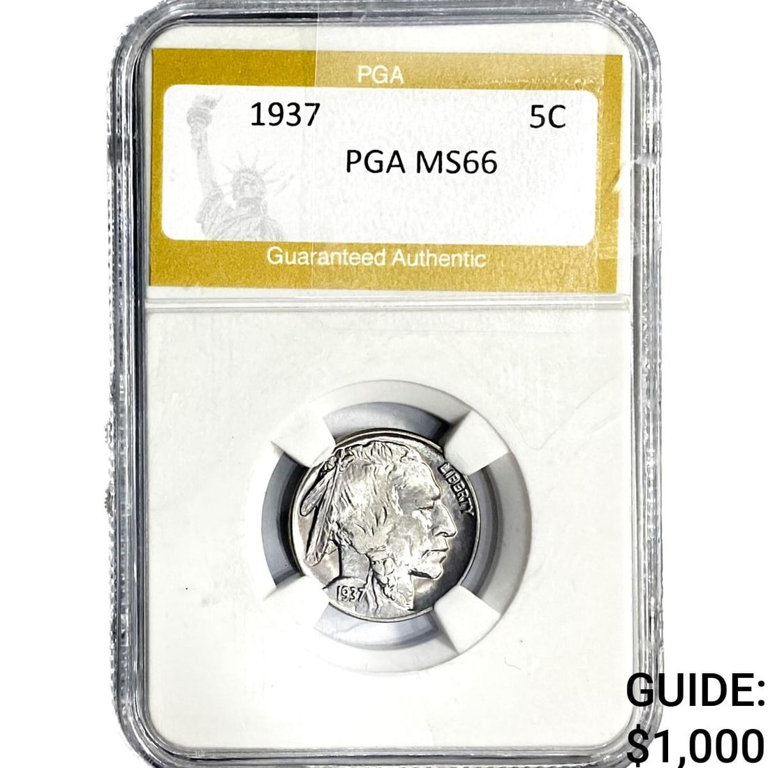 1937 Buffalo Nickel PGA MS66: 1937 Buffalo Nickel PGA MS66