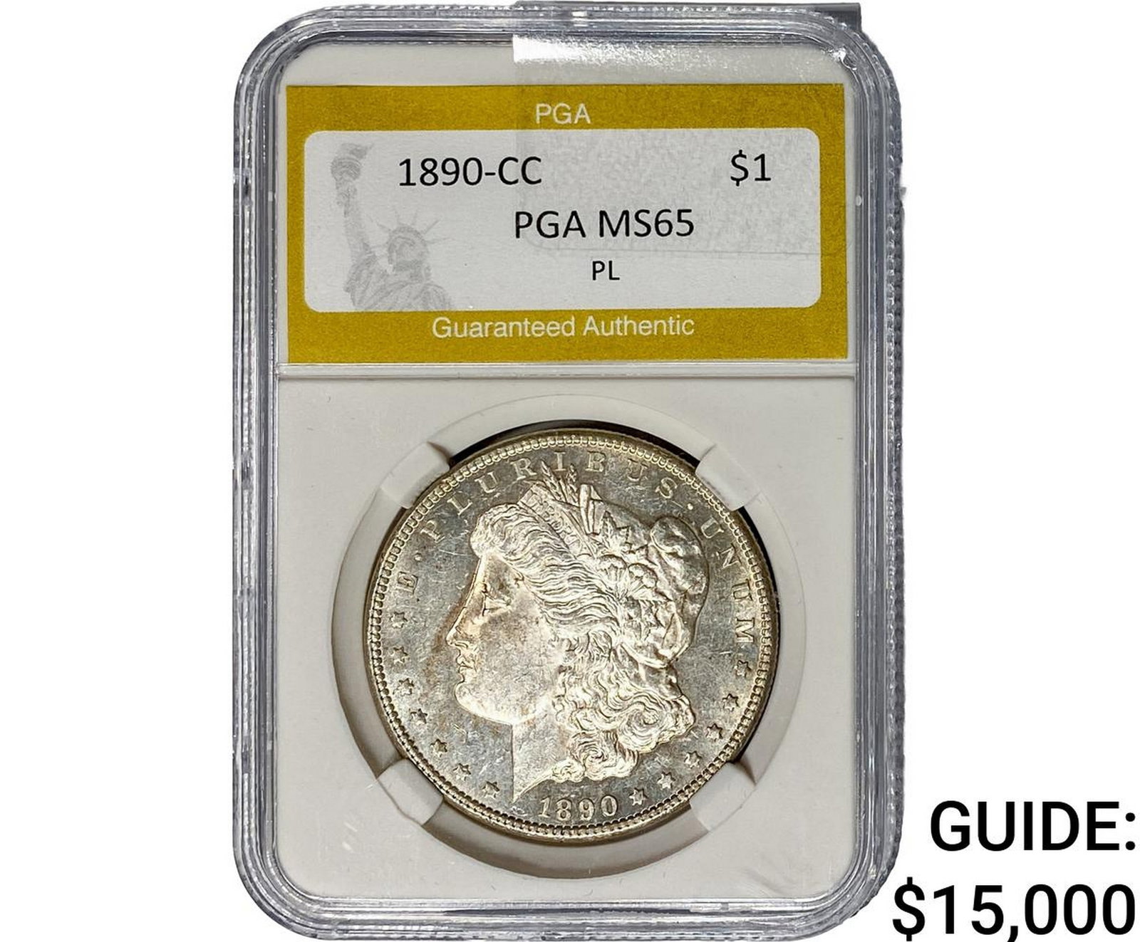 1890-CC Morgan Silver Dollar PGA MS65 PL: 1890-CC Morgan Silver Dollar PGA MS65 PL
