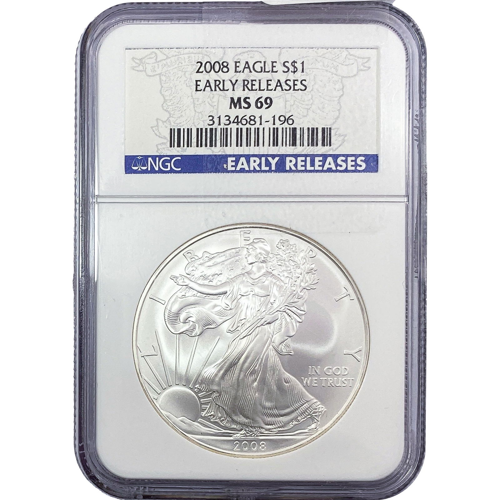 2008 Silver Eagle NGC MS69 (1 of 2)