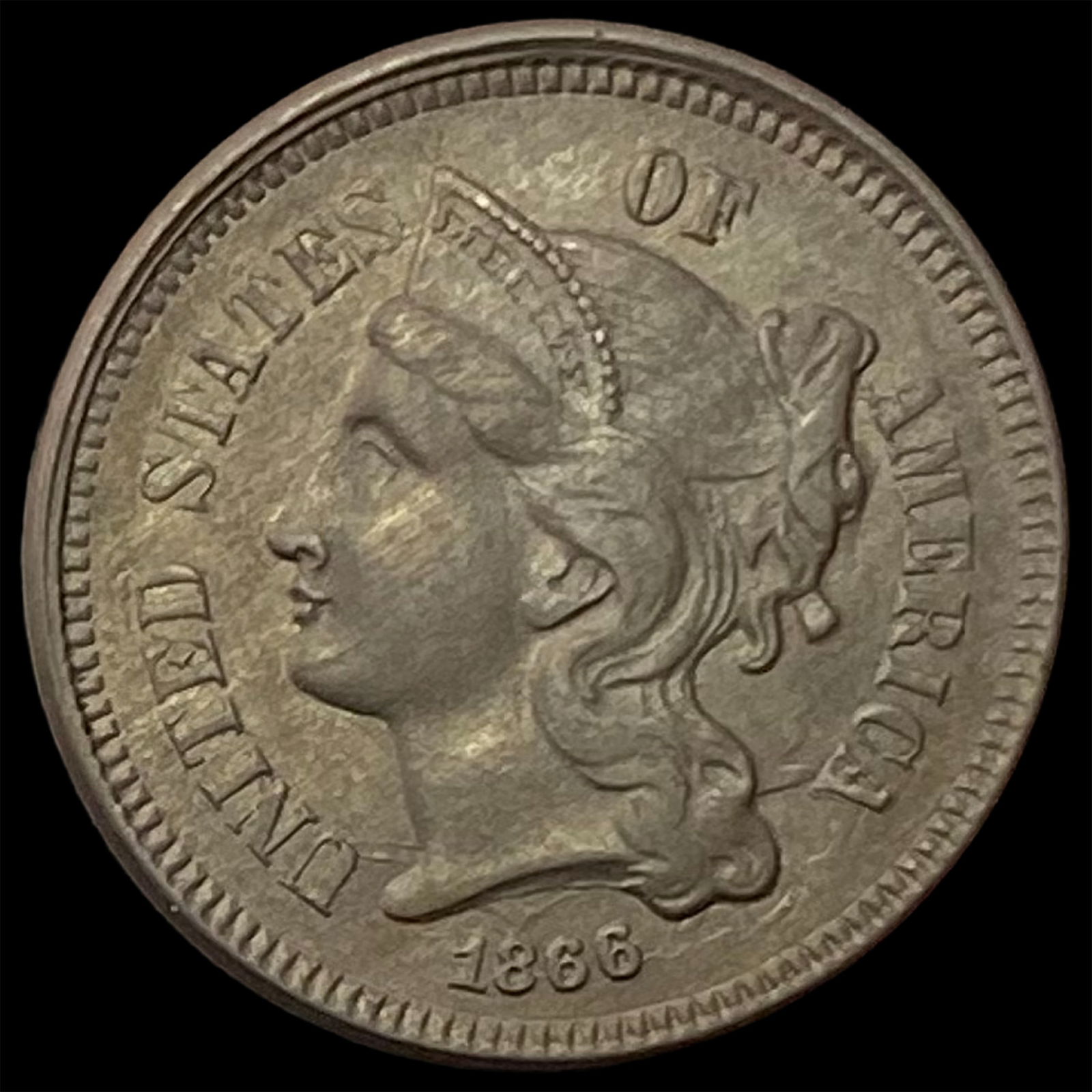1866 Nickel Three-Cent Piece NICELY CIRCULATED (1 of 2)
