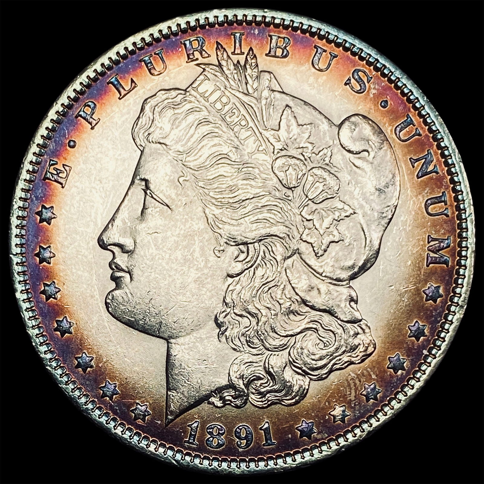 1891 Toned Silver Morgan Dollar UNCIRCULATED (1 of 2)