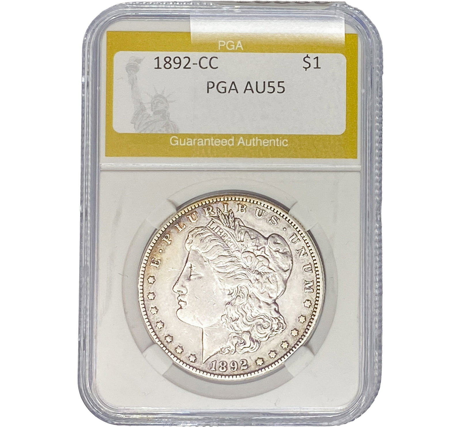 1892-CC Morgan Silver Dollar PGA AU55: 1892-CC Morgan Silver Dollar PGA AU55