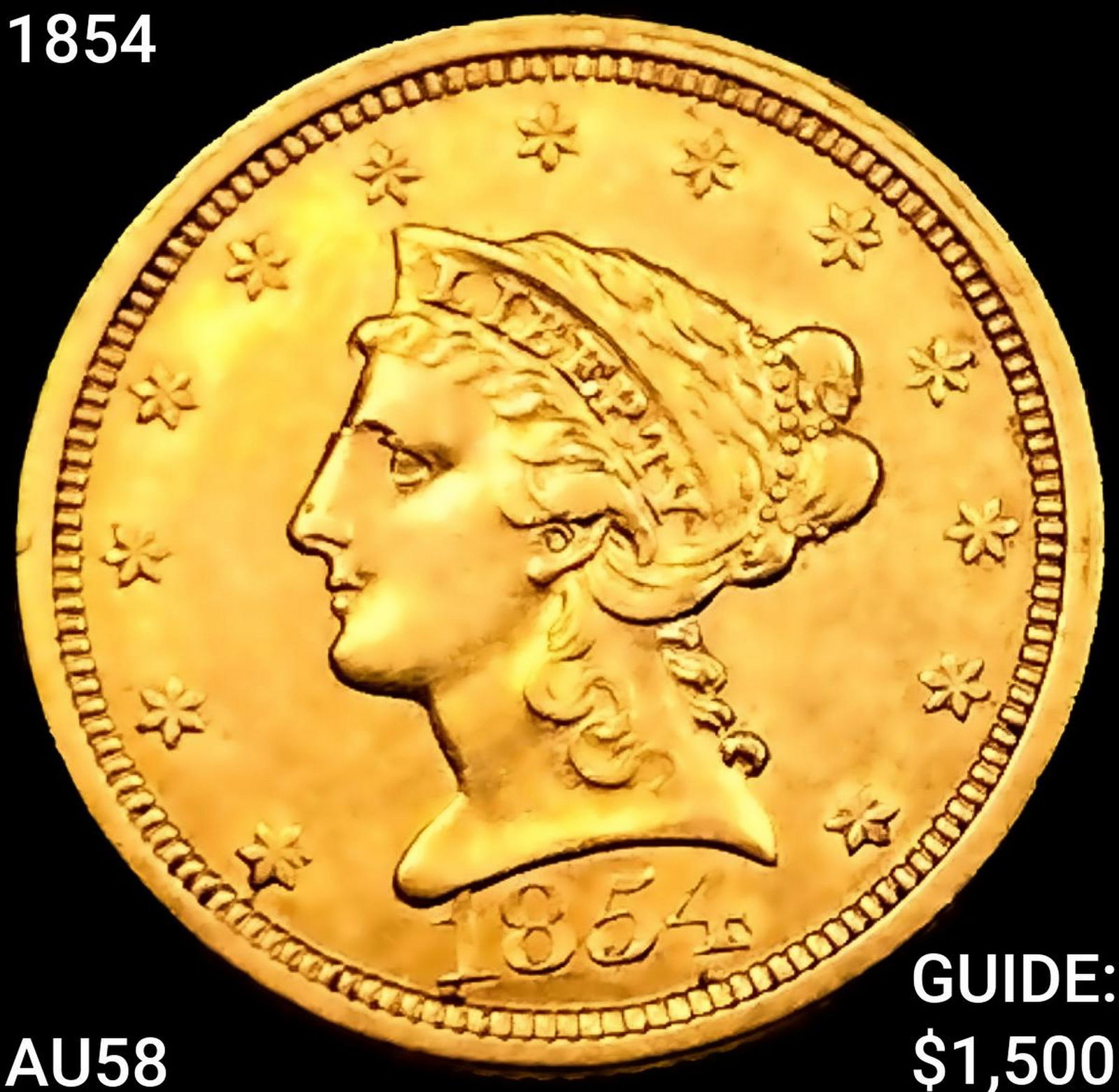 1854 $2.50 Gold Quarter Eagle CHOICE AU (1 of 2)