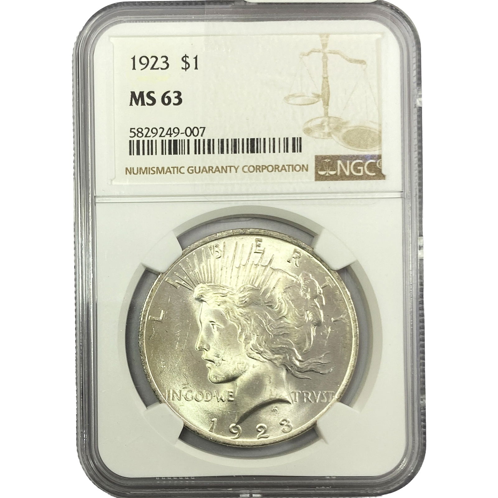 1923 Silver Peace Dollar NGC MS63 (1 of 2)