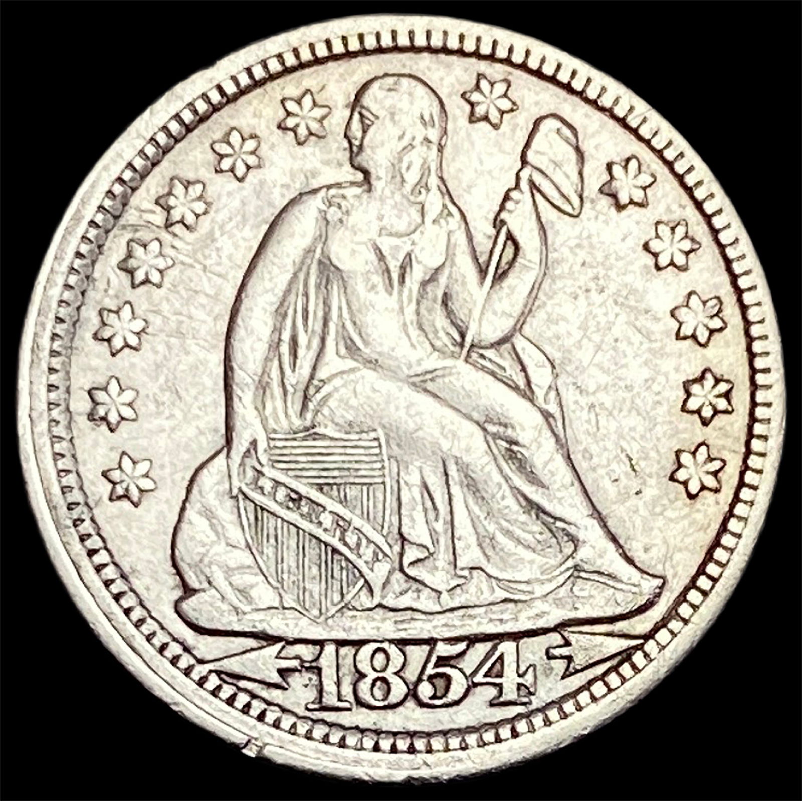 1854 Seated Liberty Dime CLOSELY UNCIRCULATED (1 of 2)