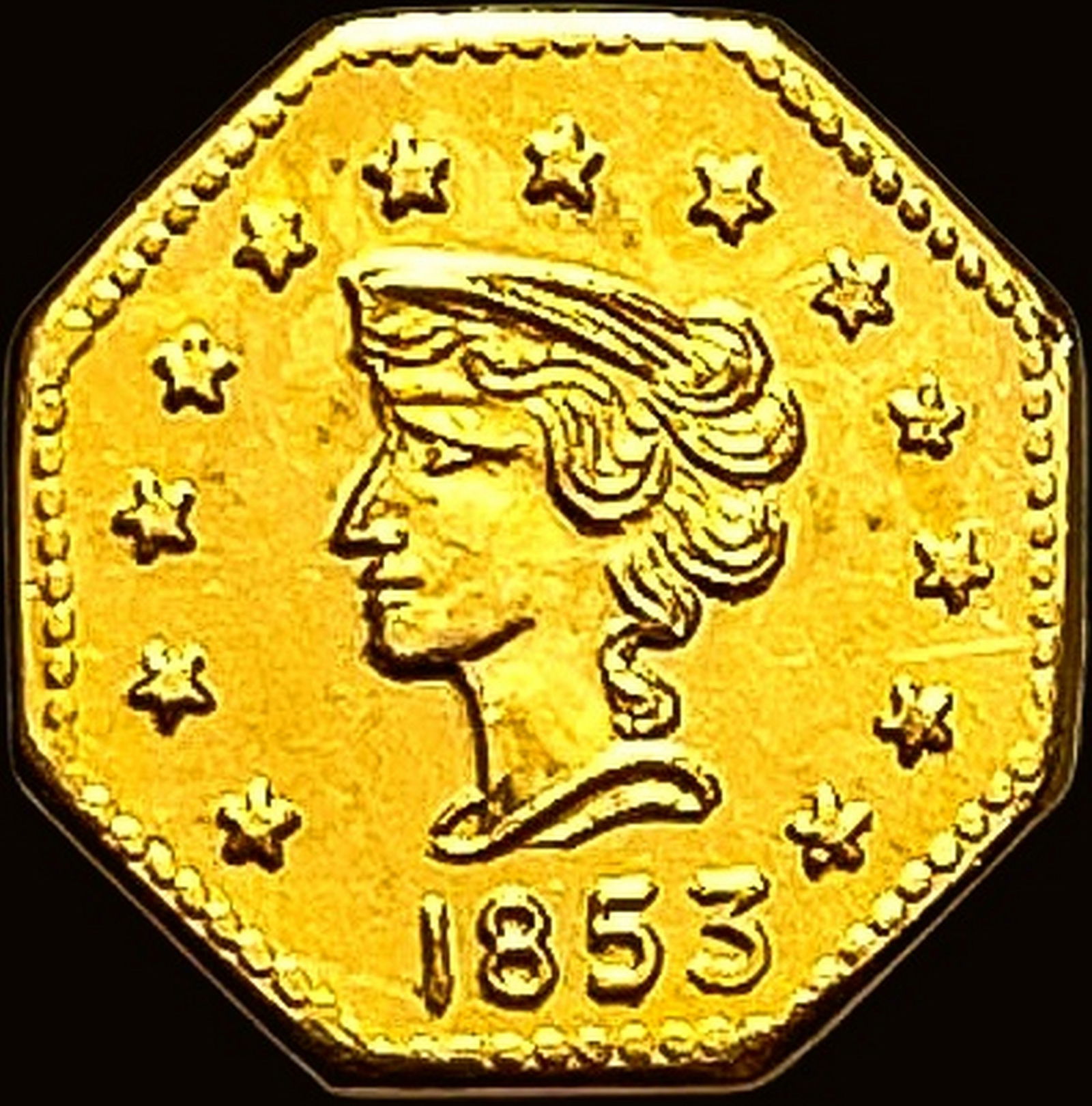 1853 California Gold 50 Cents Token HIGH  GRADE (1 of 2)