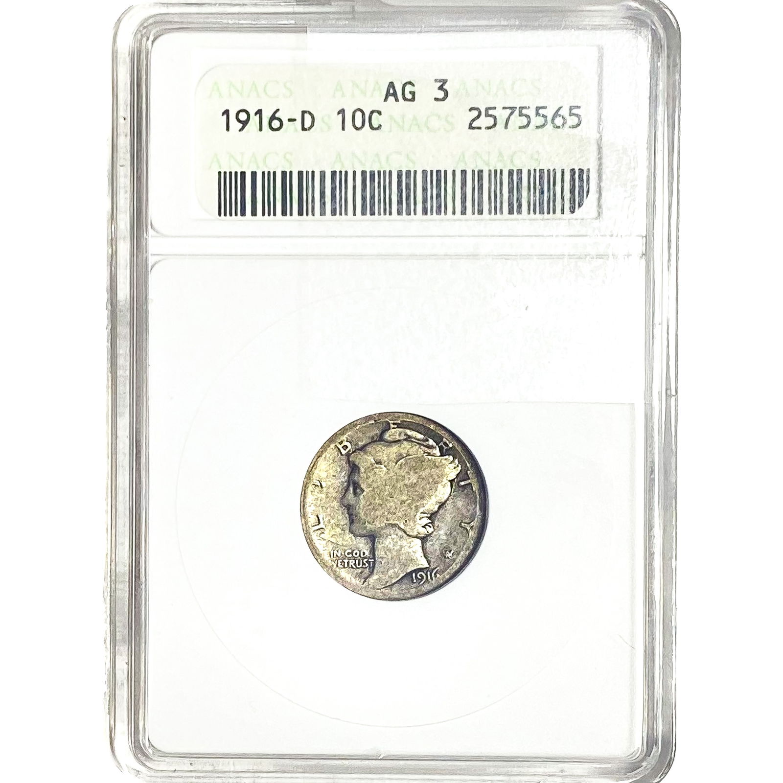 1916-D Mercury Silver Dime ANACS AG3 (1 of 2)