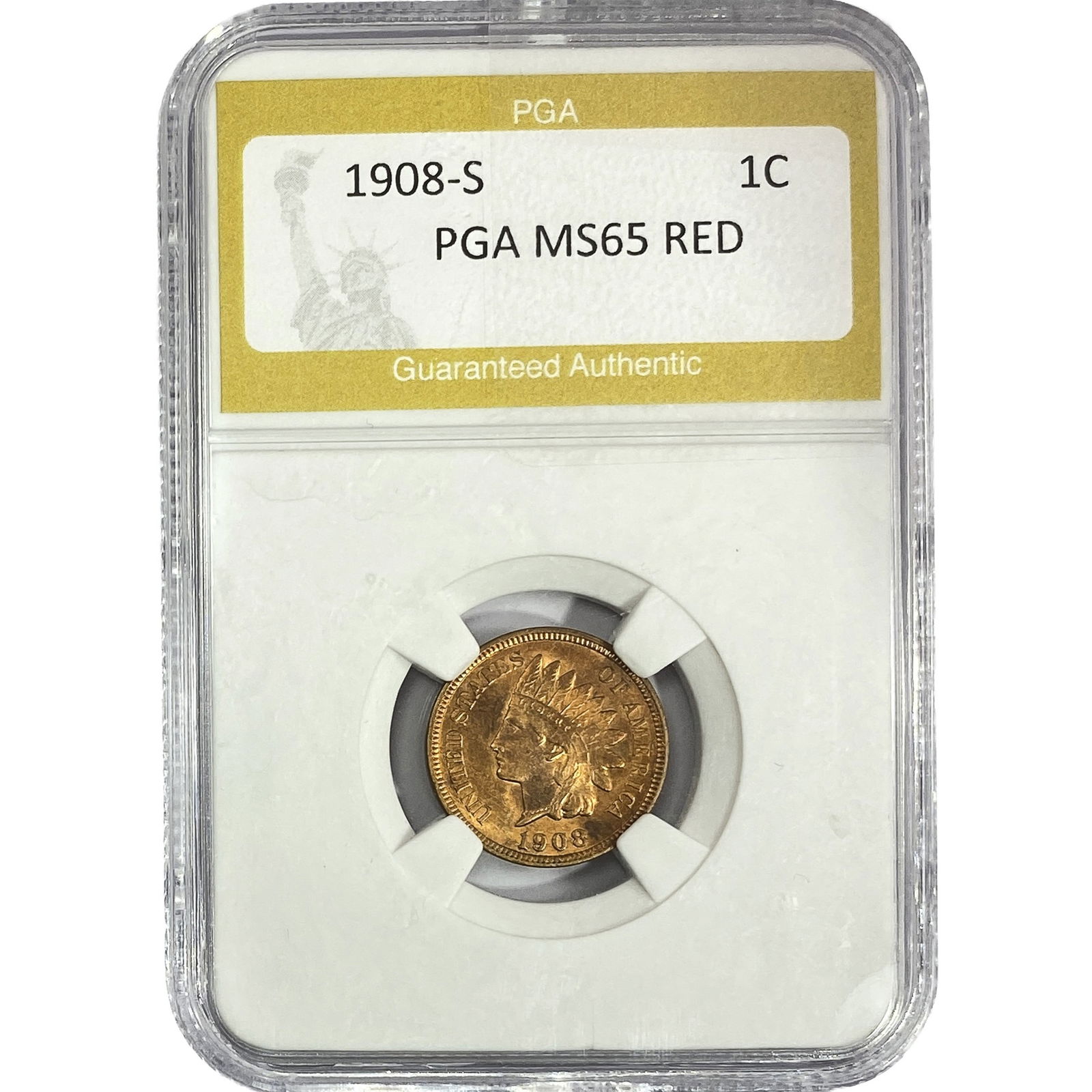 1908-S Indian Head Cent PGA MS65 RED (1 of 2)