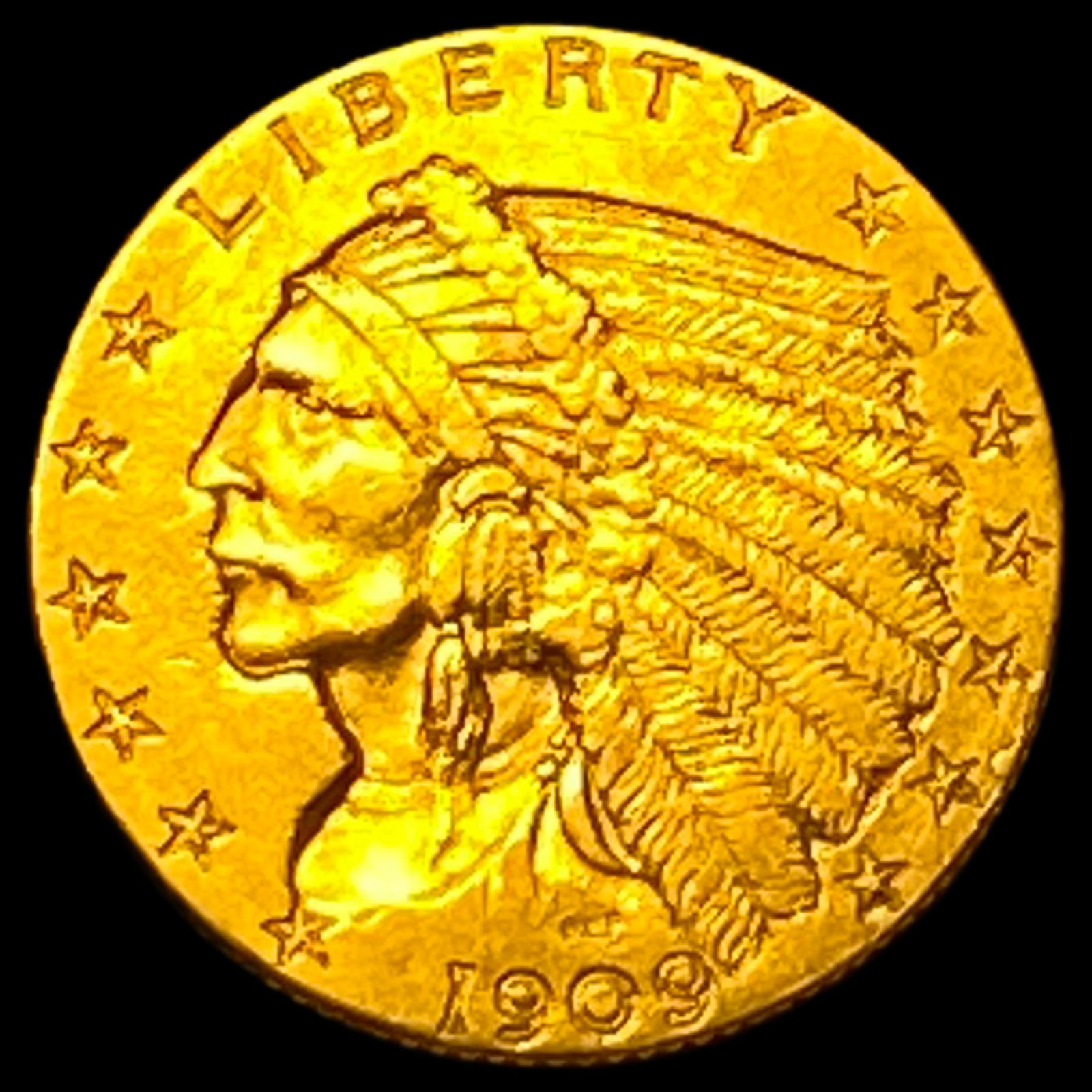 1909 Indian Head $2.50 Gold Quarter Eagle UNCIRCULATED (1 of 2)