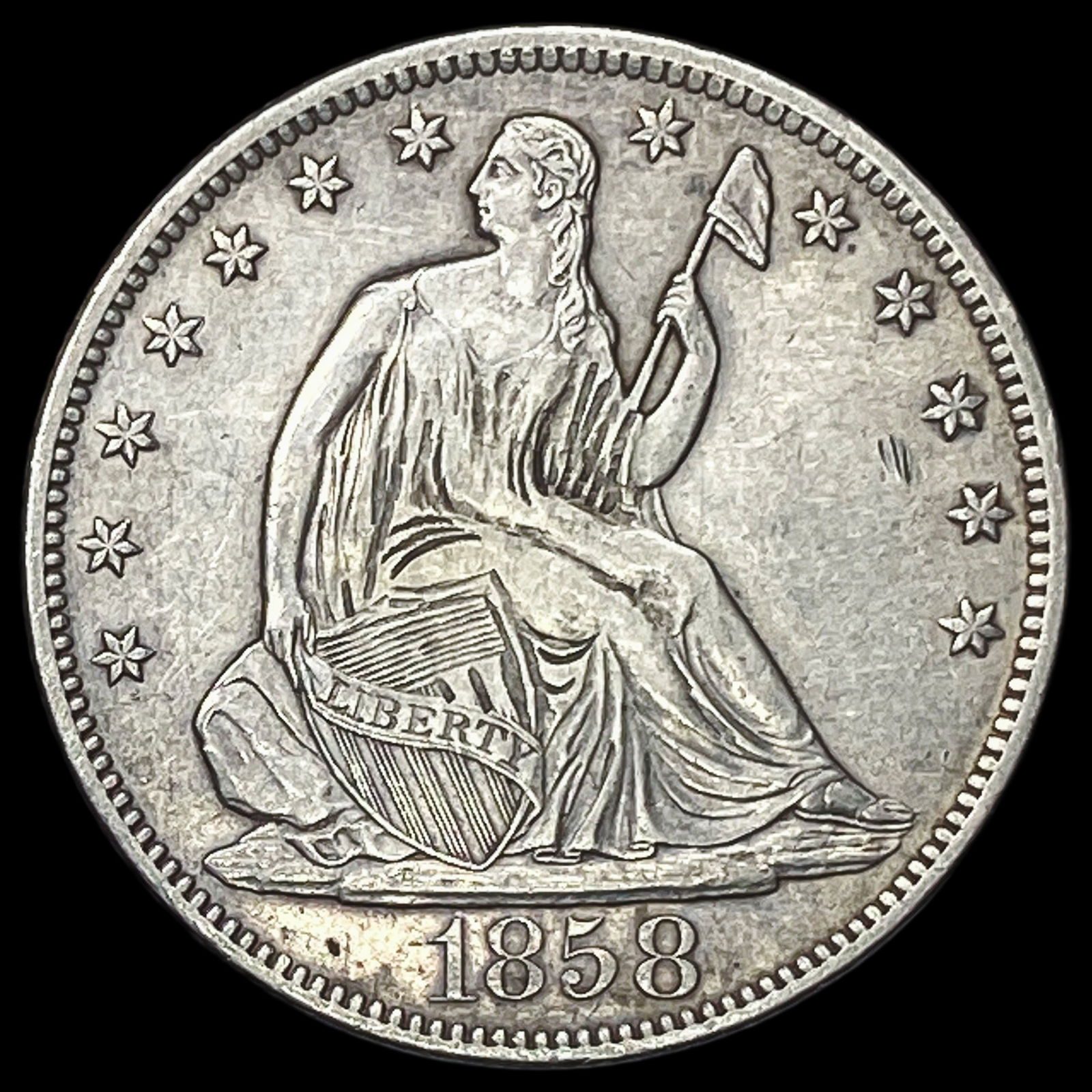 1858-S Seated Liberty Half Dollar CLOSELY UNCIRCULATED (1 of 2)