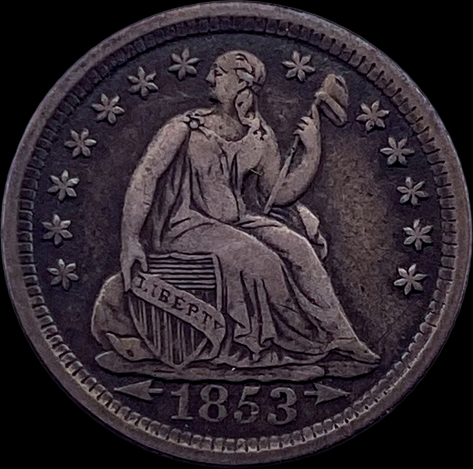 1853 Arrows Seated Liberty Half Dime NEARLY UNCIRCULATED (1 of 2)