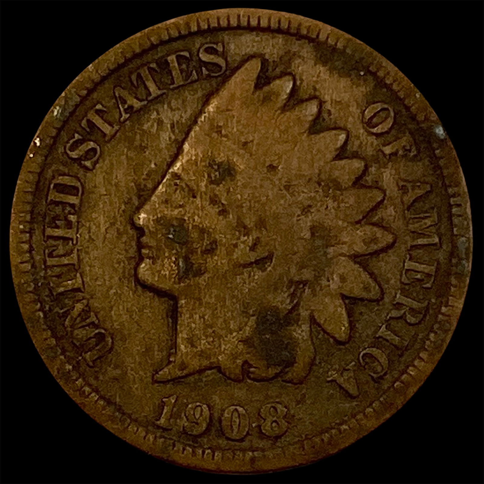 1908-S Indian Head Cent LIGHTLY CIRCULATED (1 of 2)
