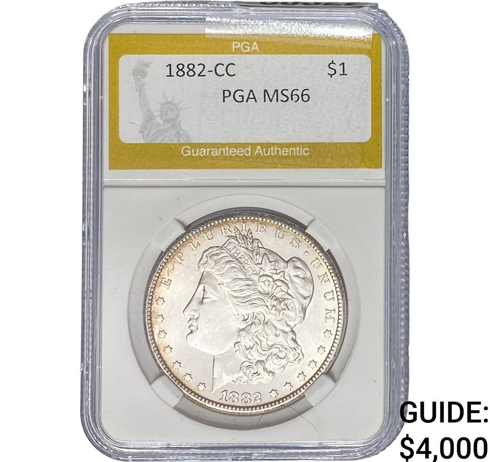 1882-CC Morgan Silver Dollar PGA MS66: 1882-CC Morgan Silver Dollar PGA MS66