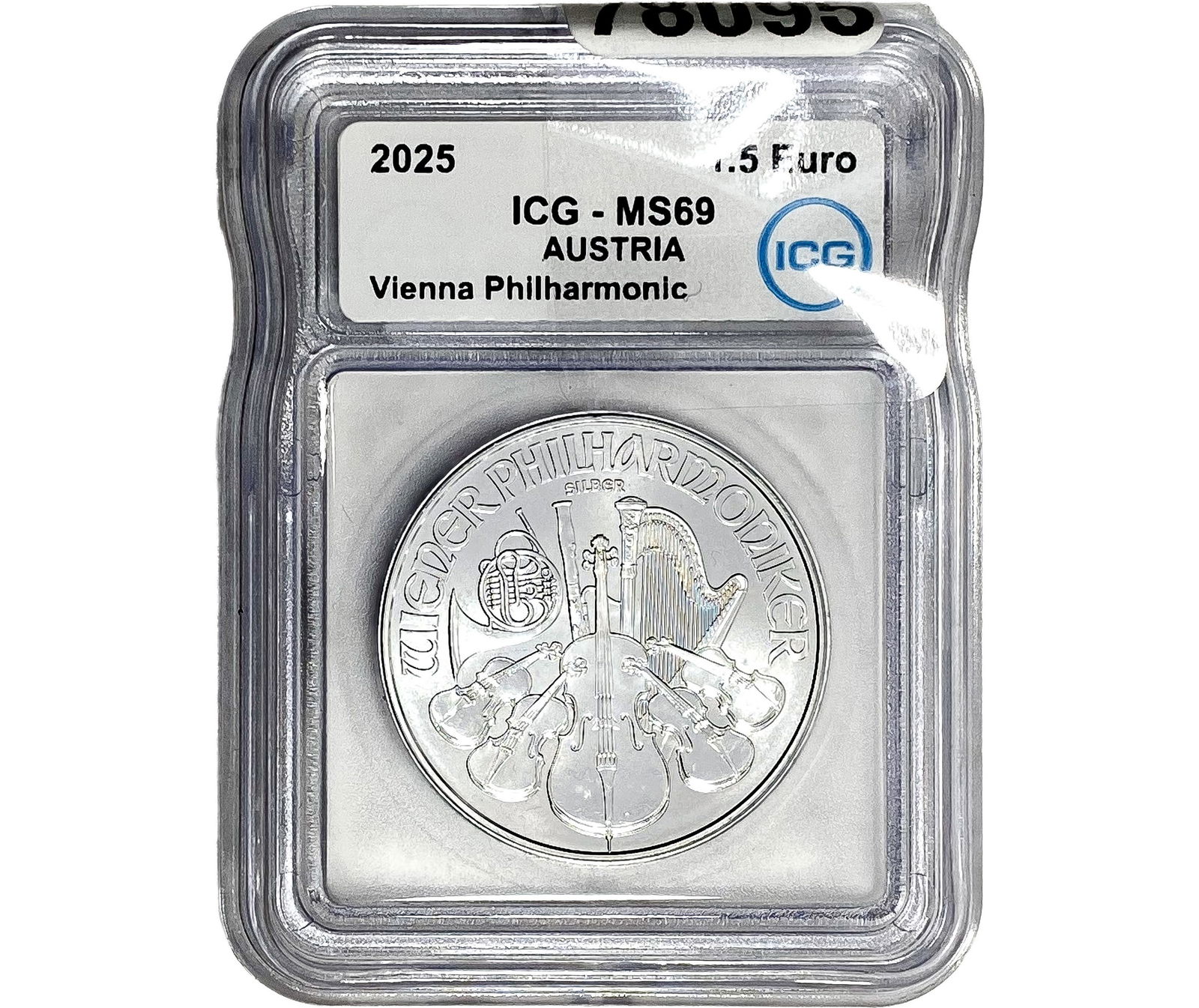 2025 Austria 1oz Silver 1.5 Euro-Vienna Philharmonic ICG MS60 (1 of 2)