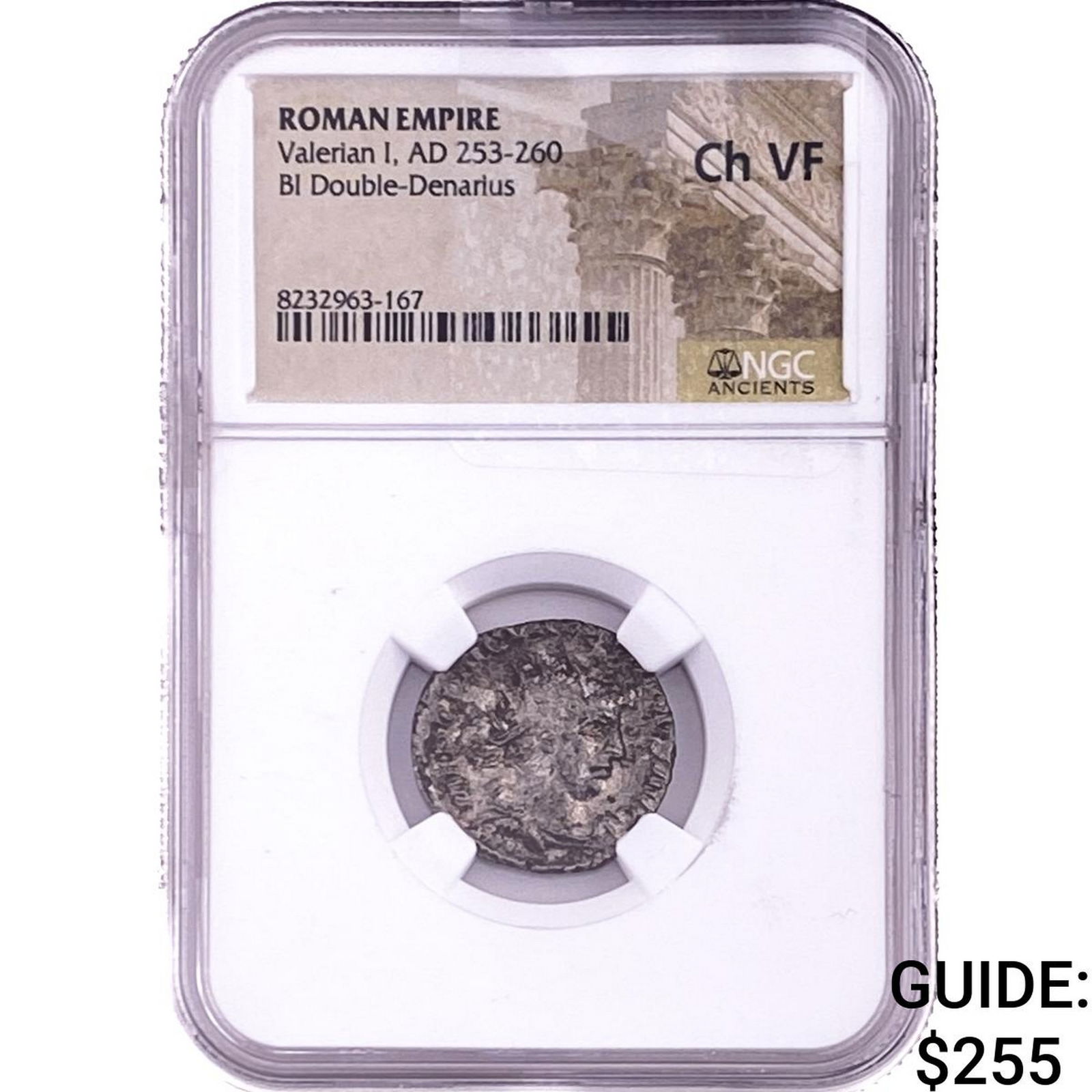 Roman Valerian I, AD 253-260 BI Double-Denarius NGC ChVF (1 of 2)