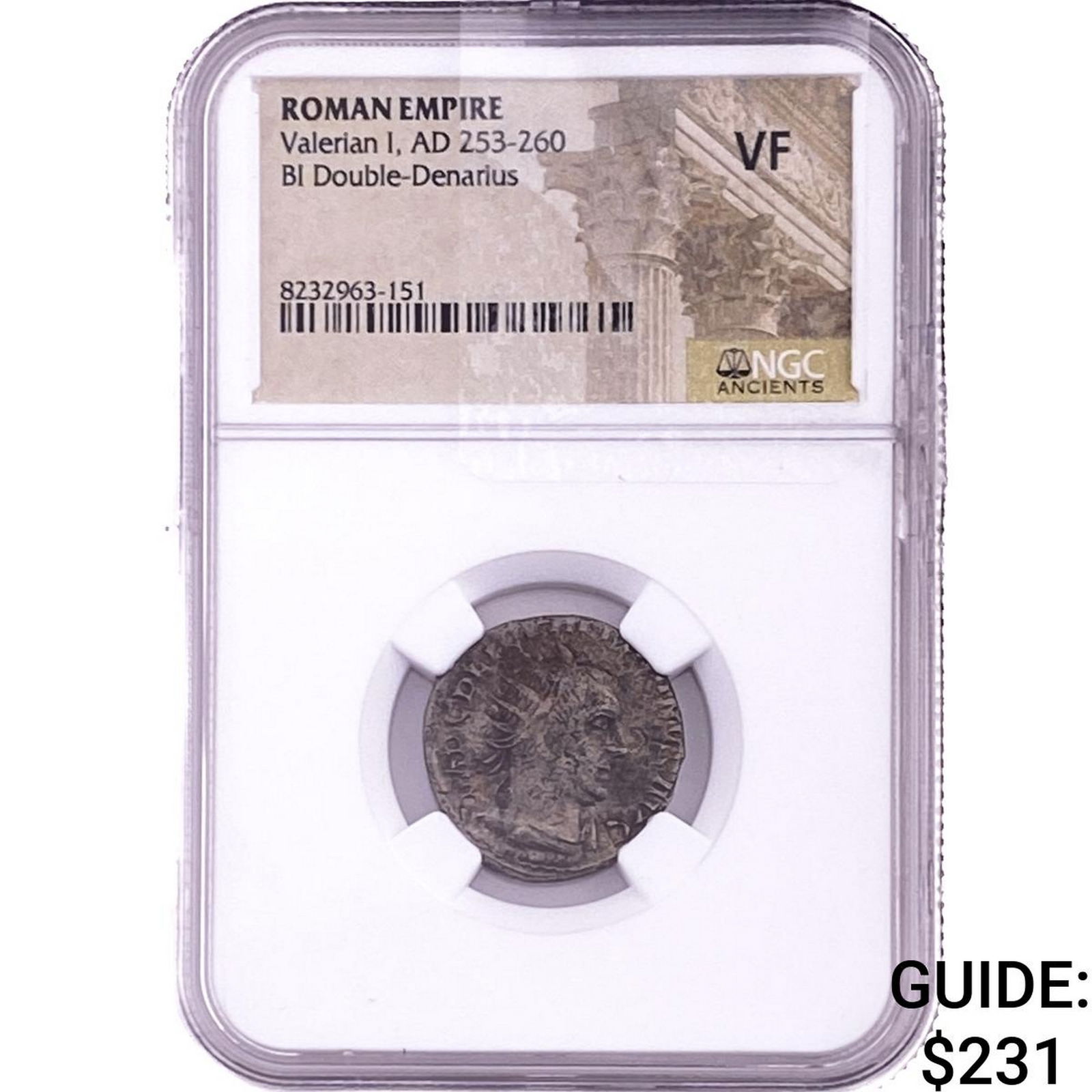 Roman Valerian I, AD 253-260 BI Double-Denarius NGC VF (1 of 2)