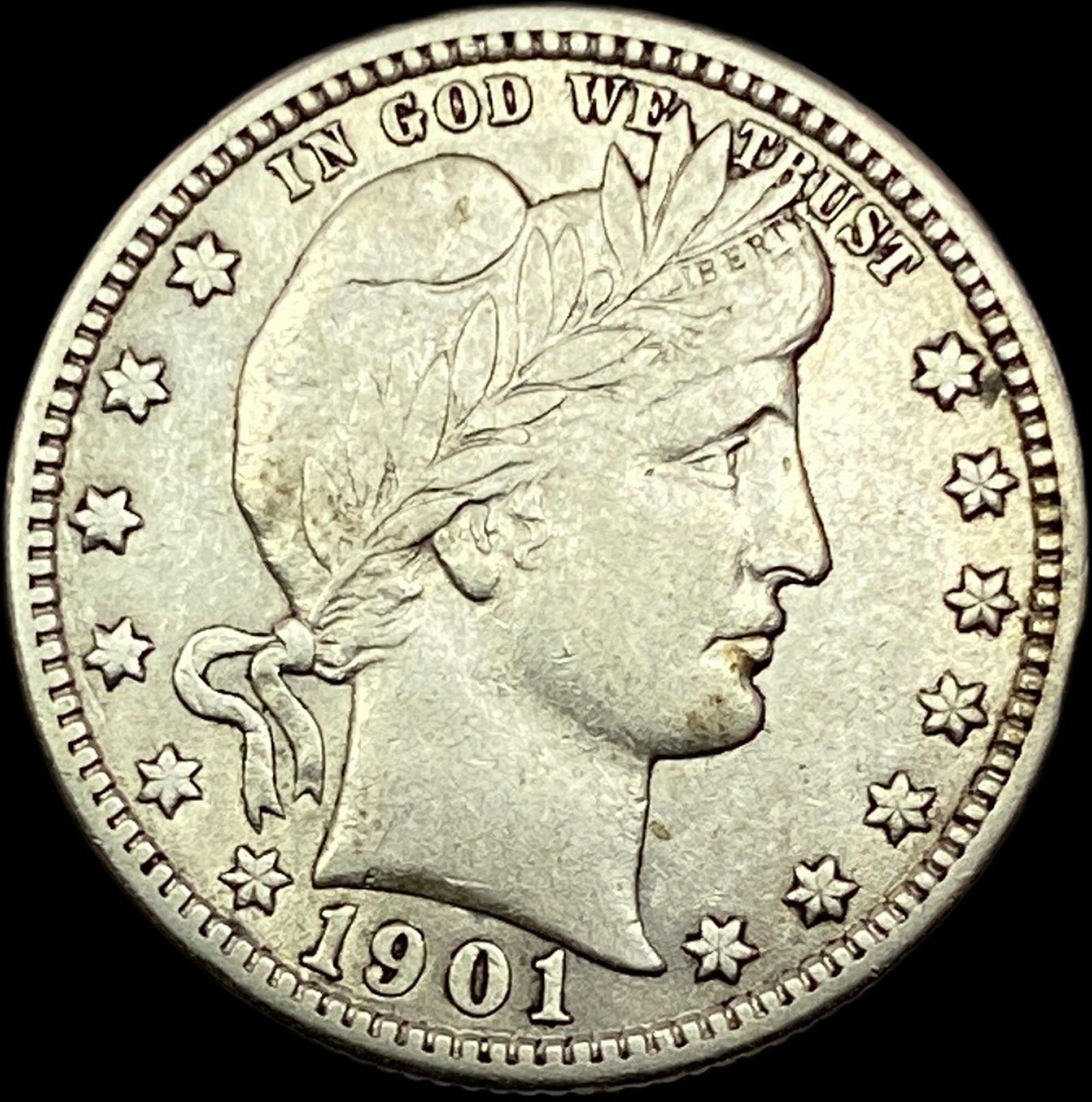 1901 Silver Barber Quarter CLOSELY UNCIRCULATED (1 of 2)