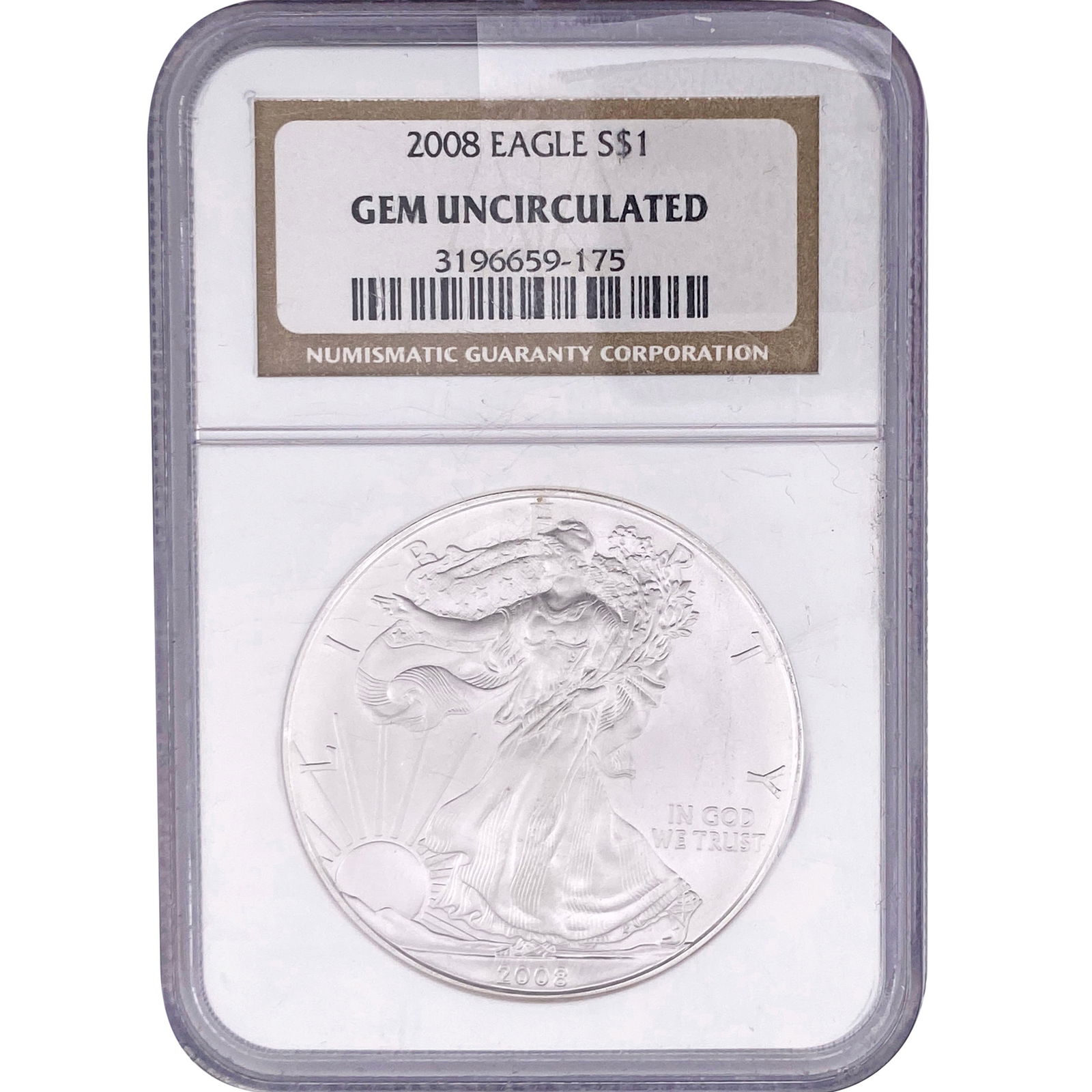 2008 Silver Eagle NGC GEM UNC (1 of 2)