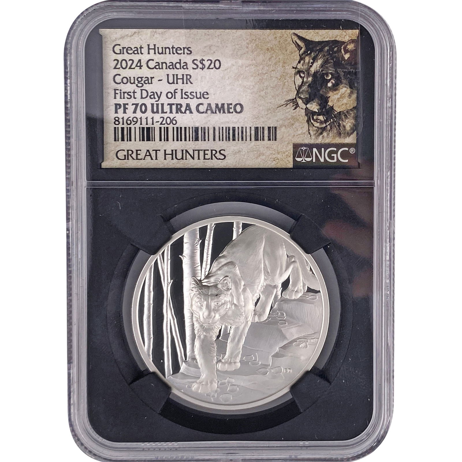 2024 Canada 1oz Silver $20-Cougar NGC PF70 Ultra Cameo (1 of 2)
