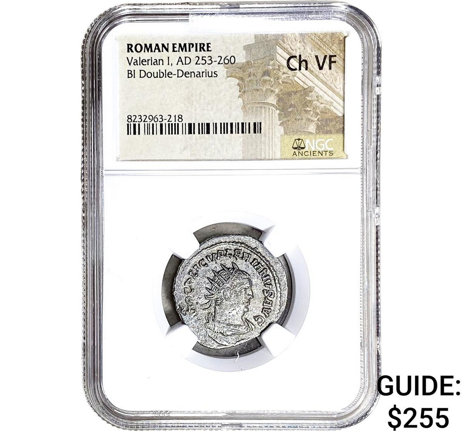Roman Valerian I, AD 253-260 BI Dbl-Denarius NGC Ch VF (1 of 2)