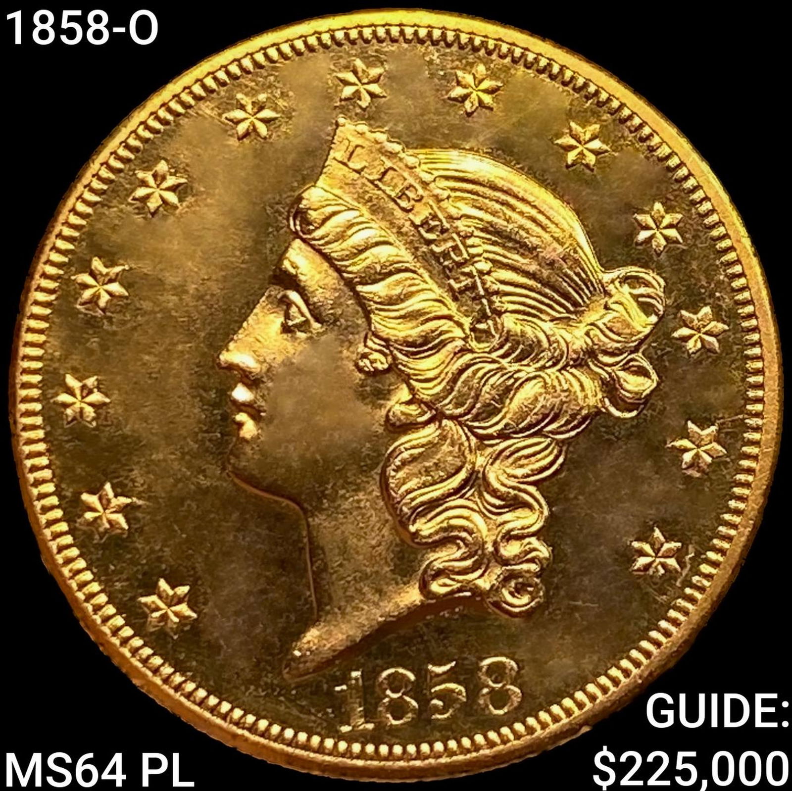 1858-O $20 Gold Double Eagle CHOICE BU PL (1 of 2)
