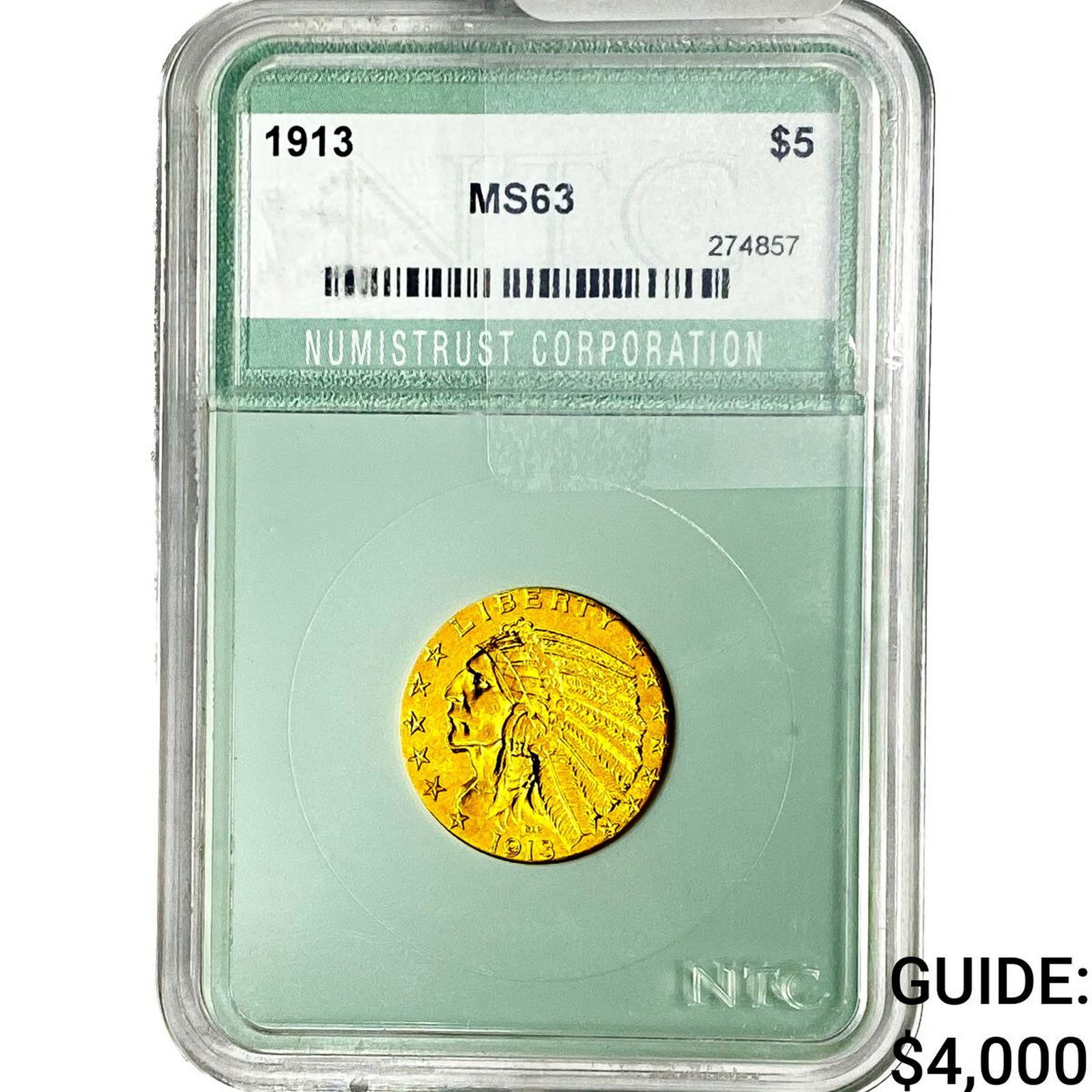 1913 $5 Gold Half Eagle NTC MS63 (1 of 2)