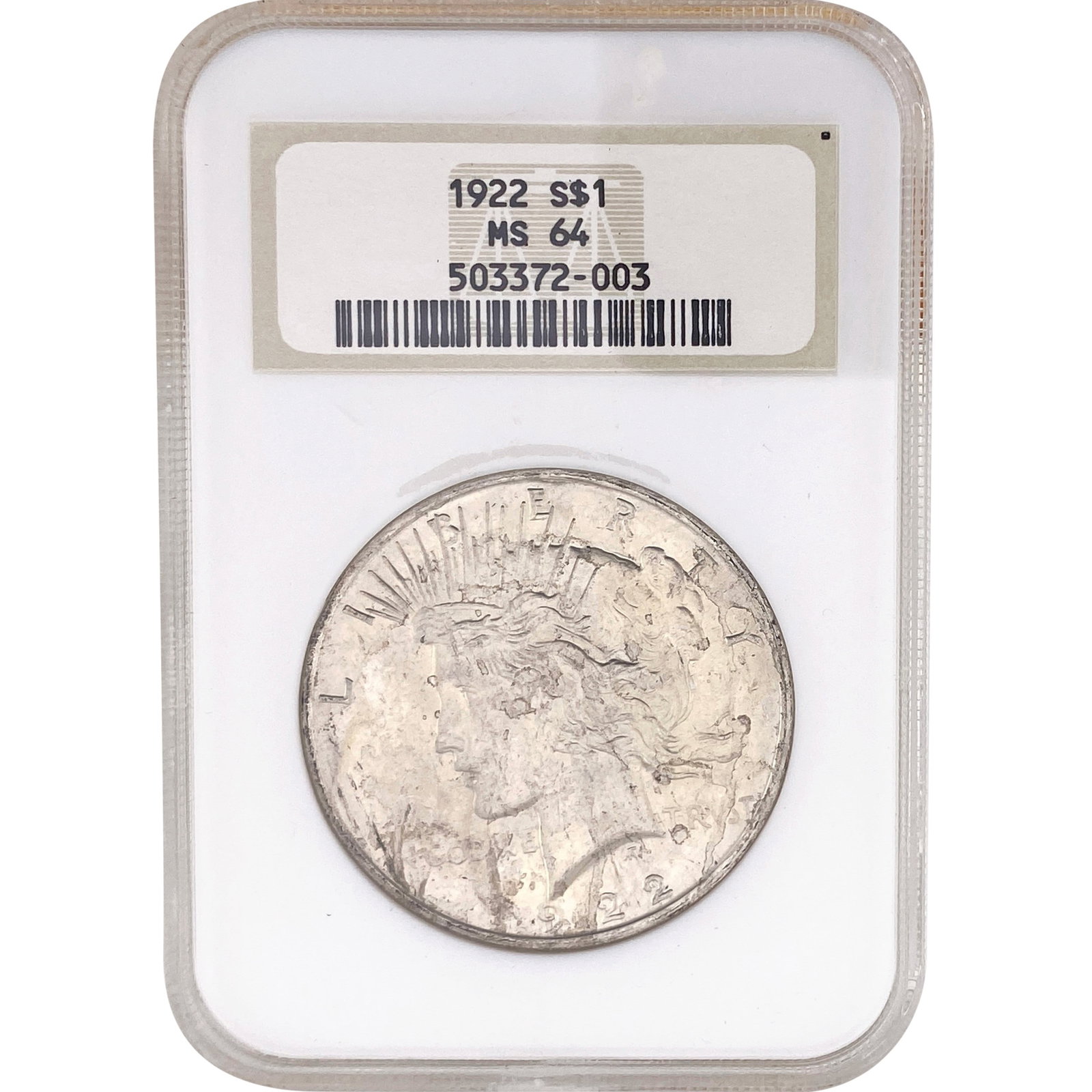 1922 Silver Peace Dollar NGC MS64: 1922 Silver Peace Dollar NGC MS64